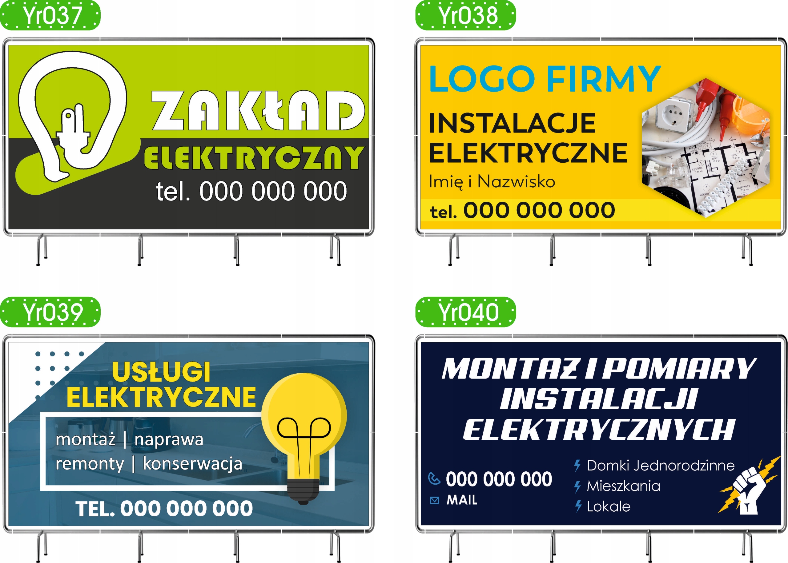 BANER REKLAMOWY 100x50cm USŁUGI ELEKTRYCZNE twoja nazwa dużo wzorów