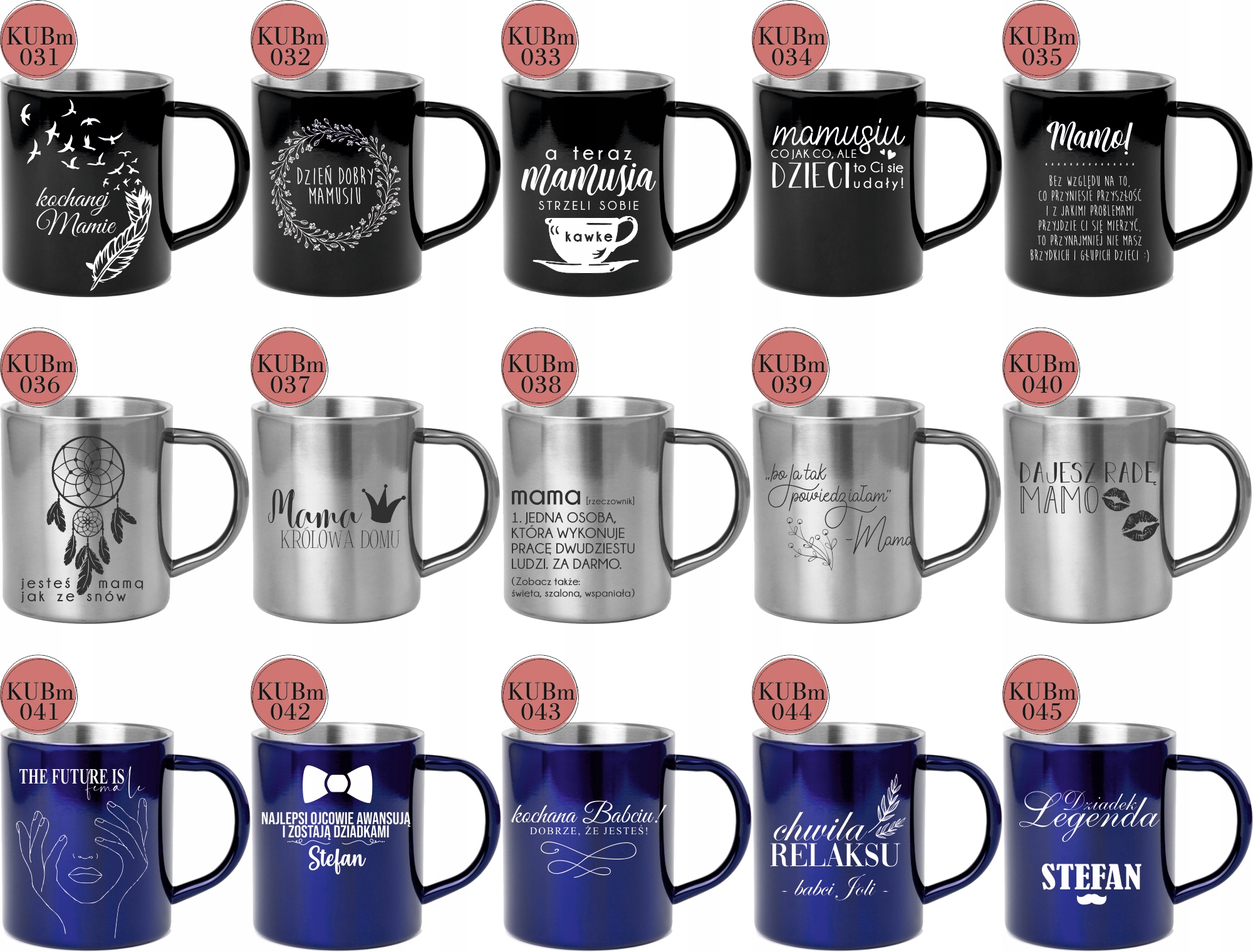 Kubek metalowy z grawerem PREZENT na Dzień Kobiet