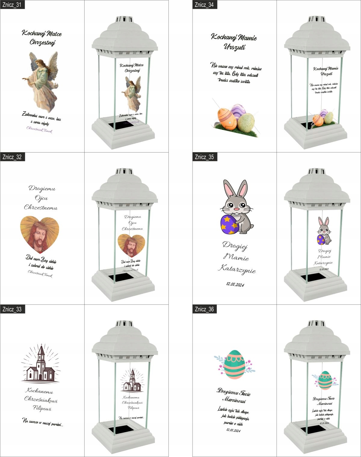 Znicz Lampion dla Mamy z nadrukiem grawerem UV