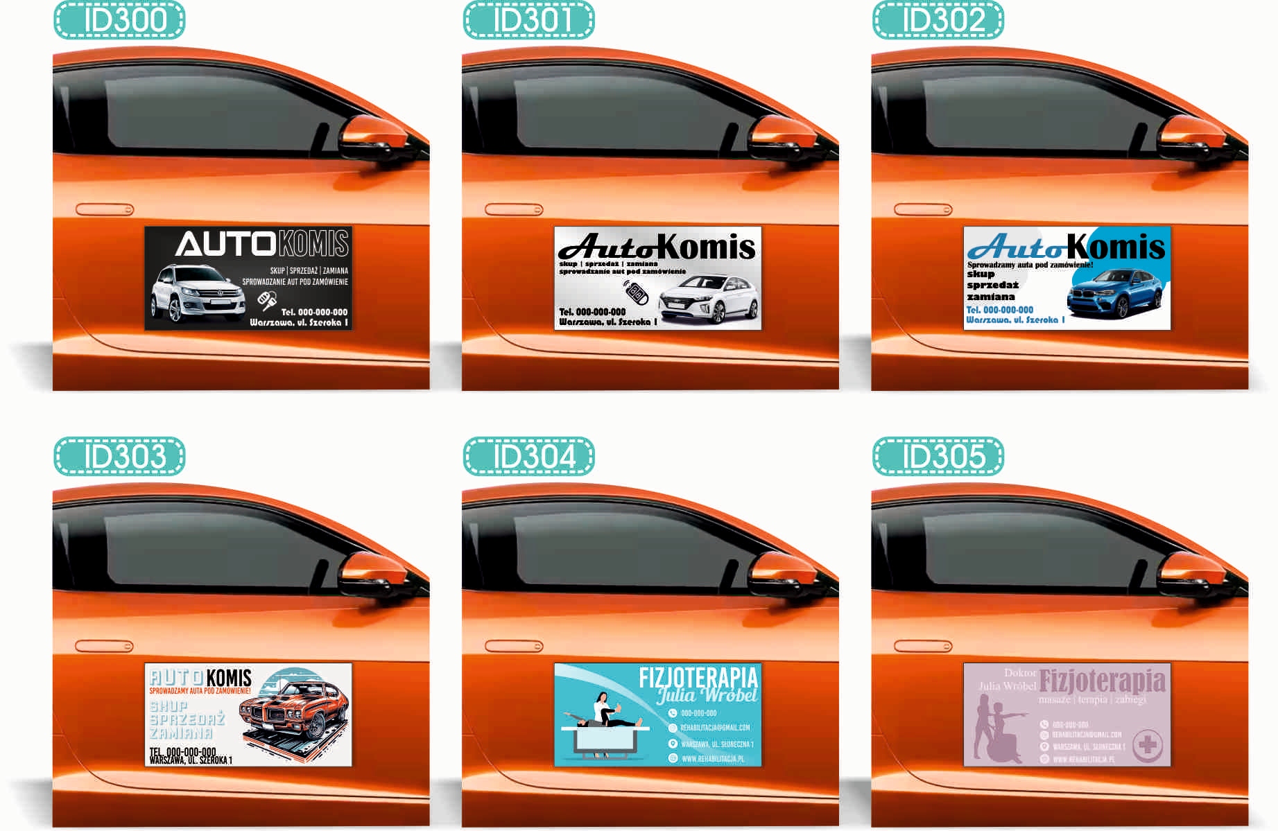 Magnes na samochód reklama magnetyczna 60x30 KOMPLEKSOWE USŁUGI PPOŻ BHP