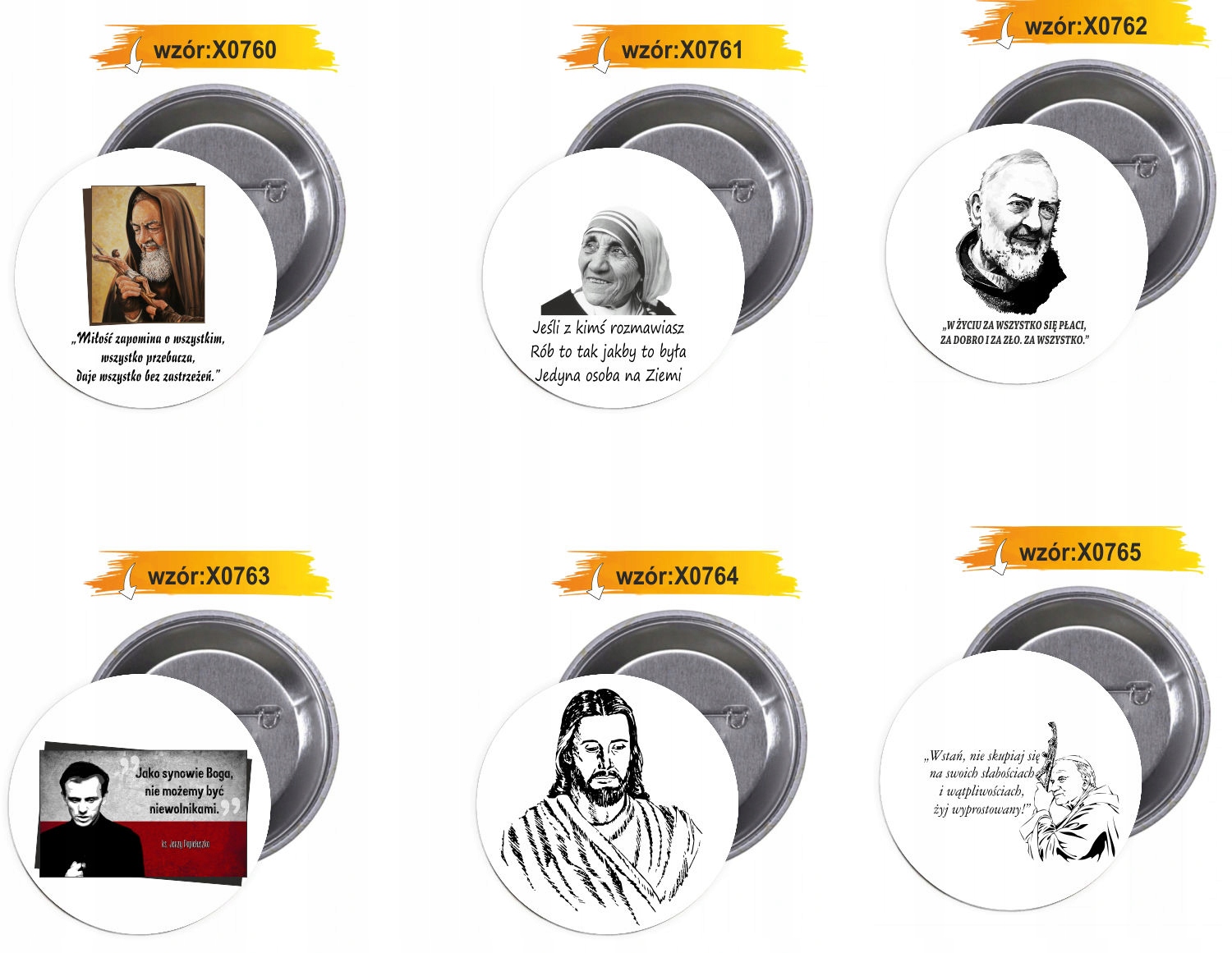 Przypinki buttony RELIGIJNE znaczki z grafiką