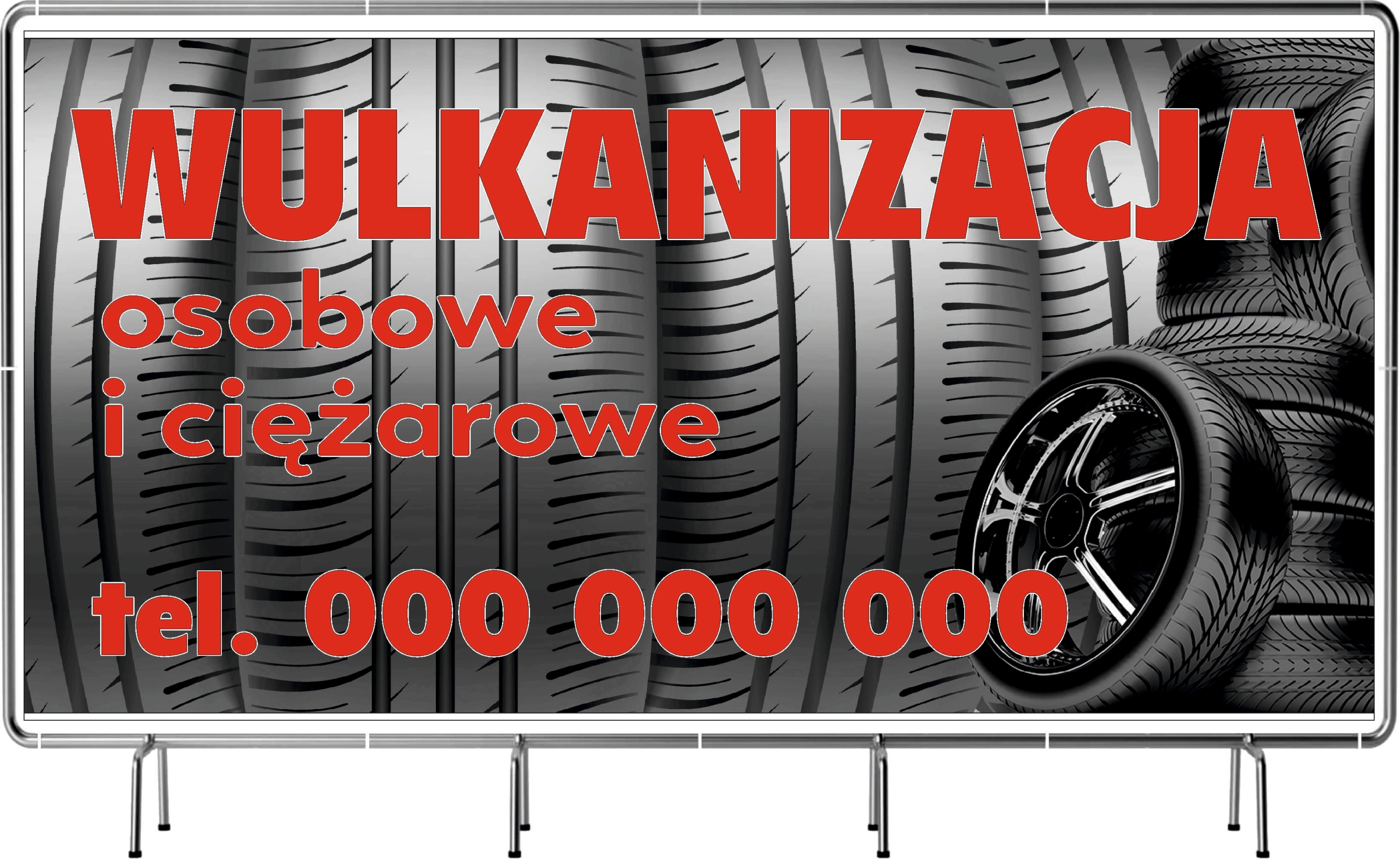 BANER REKLAMOWY 130x80cm dużo wzorów WULKANIZACJA TWOJA NAZWA LOGO