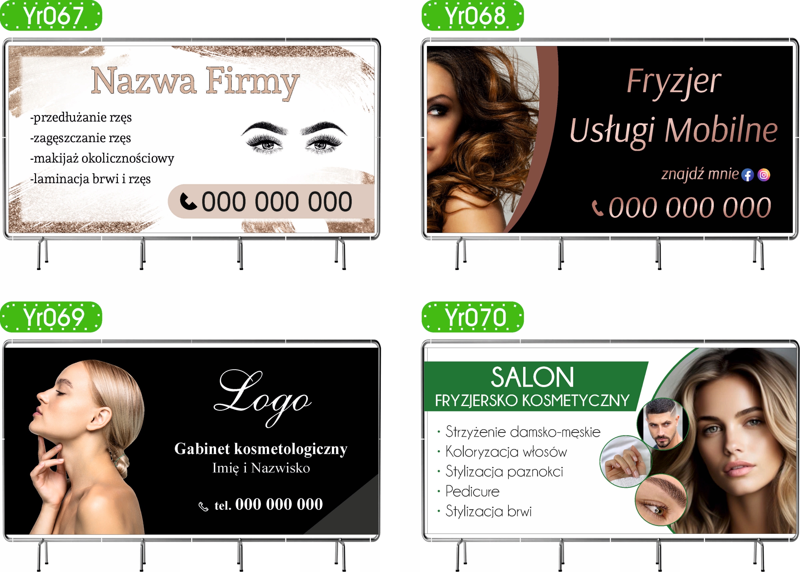 BANER REKLAMOWY 200x100cm SALON FRYZJERSKO KOSMETYCZNY DUŻO WZORÓW