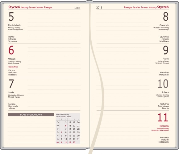 KALENDARZ tyg. PLANER A6 2026 GRAWEREM TWOJE LOGO NAPIS GRAFIKA 50 SZTUK