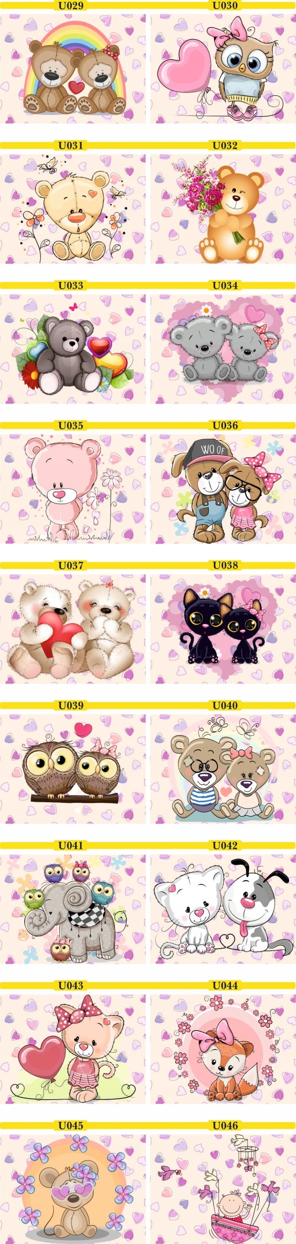 Plakat dziecięce wzory DRUK plakatów misie sówki