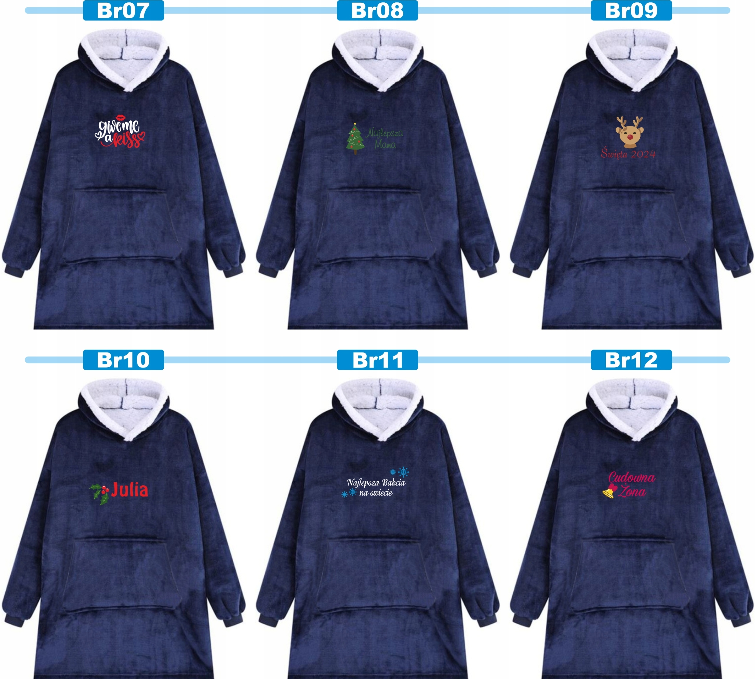 KOCOBLUZA BLUZA KOC OVERSIZE Z HAFTEM PREZENT personalizowany twój napis