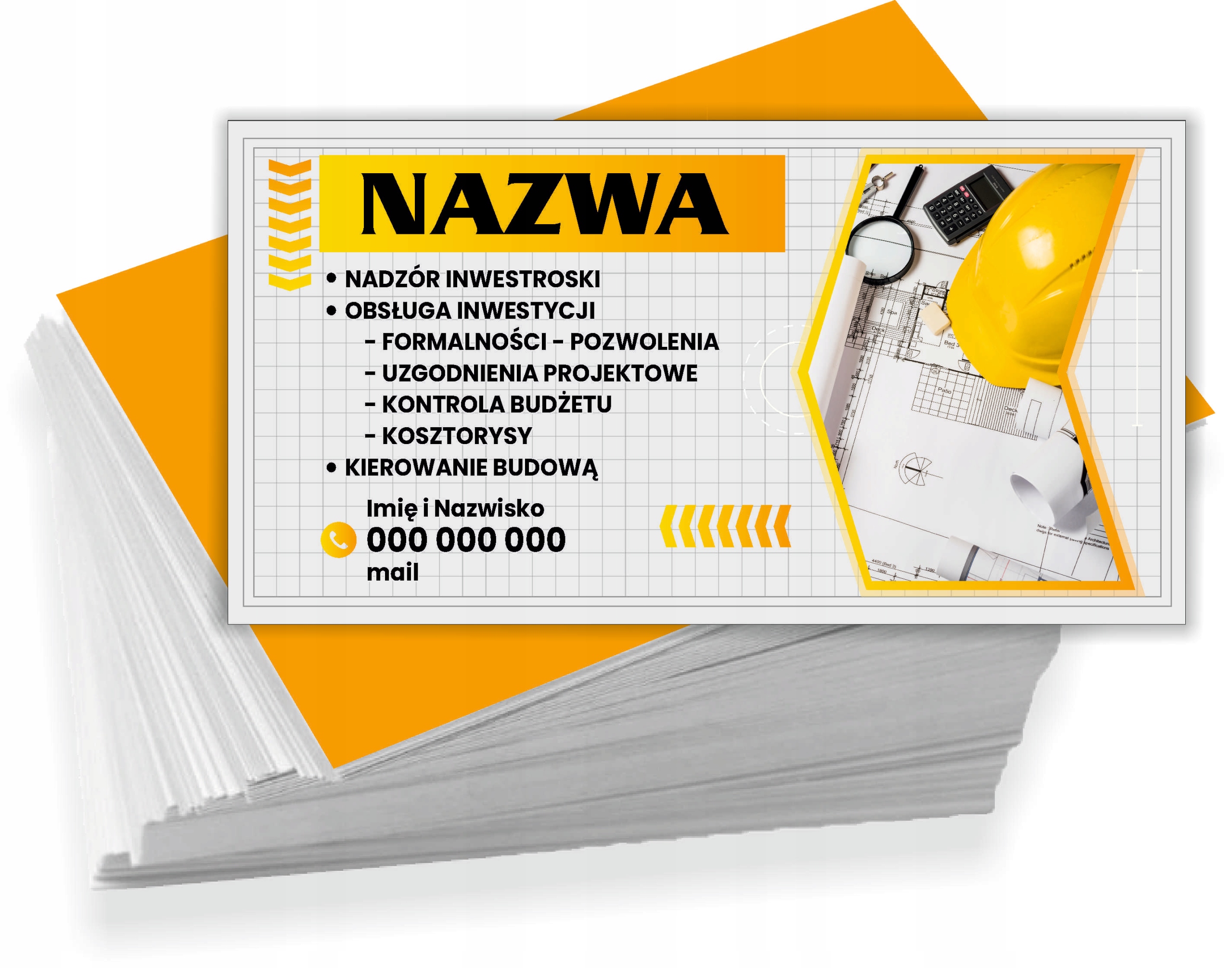 Wizytówki reklamowe 200 szt dużo wzorów NADZÓR INWESTORSKI