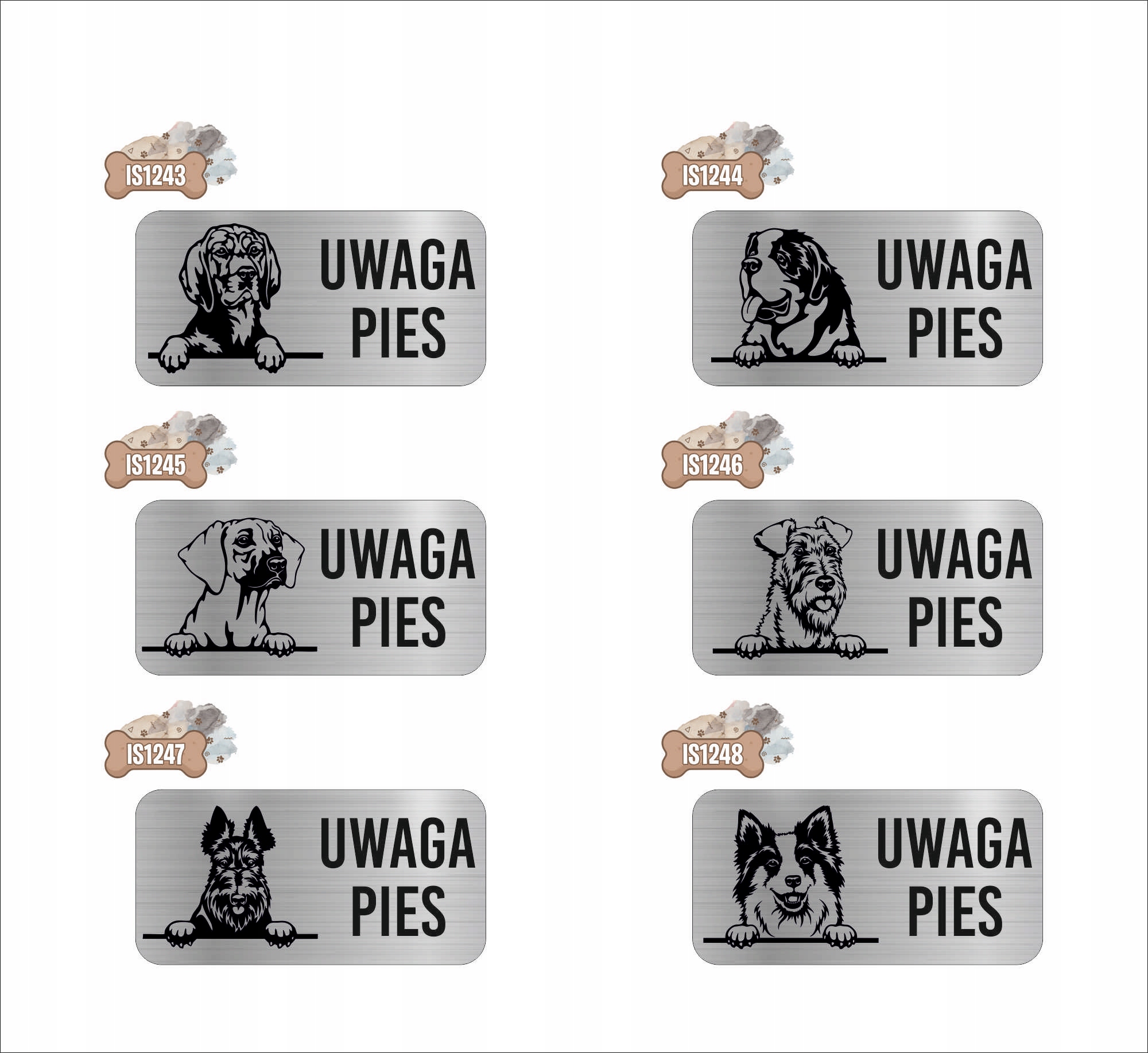 GRAWER Tabliczka nierdzewna laminat 20x10 UWAGA PIES Seter irlandzki