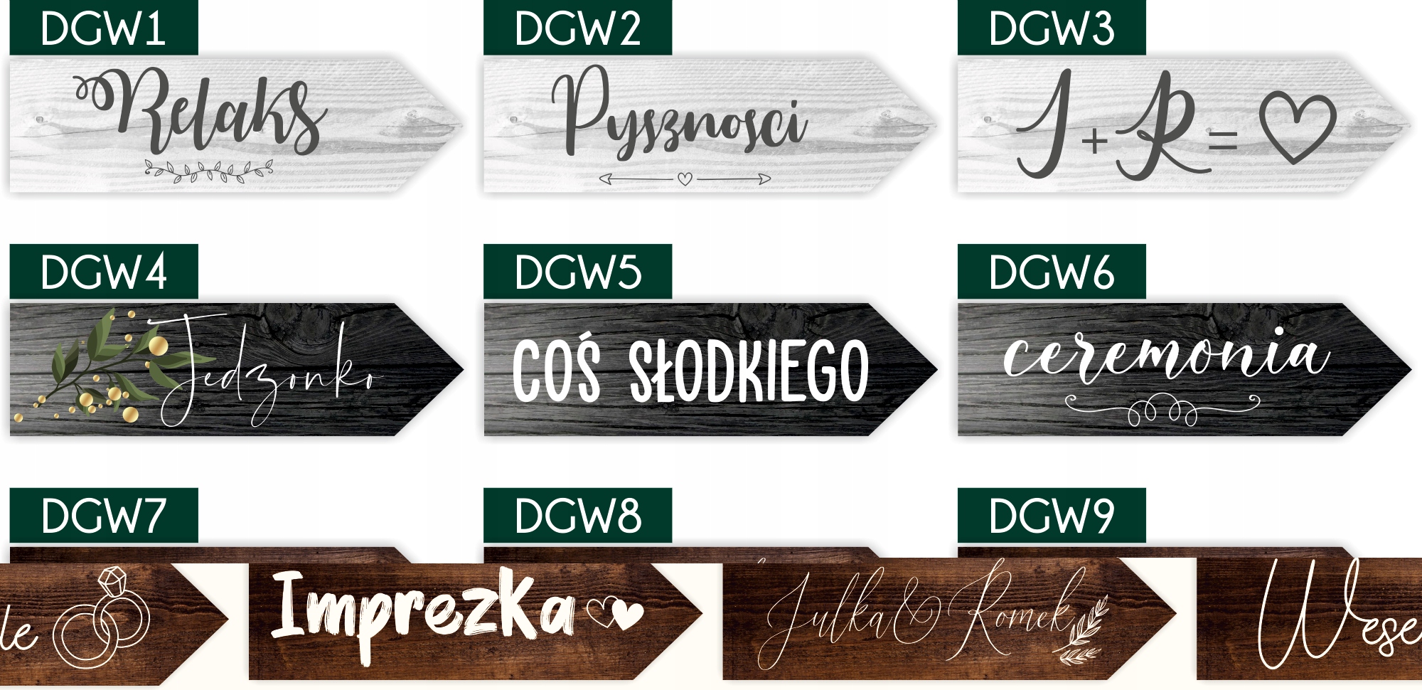 TABLICZKI ślubne STRZAŁKI DROGOWSKAZY WESELE napis