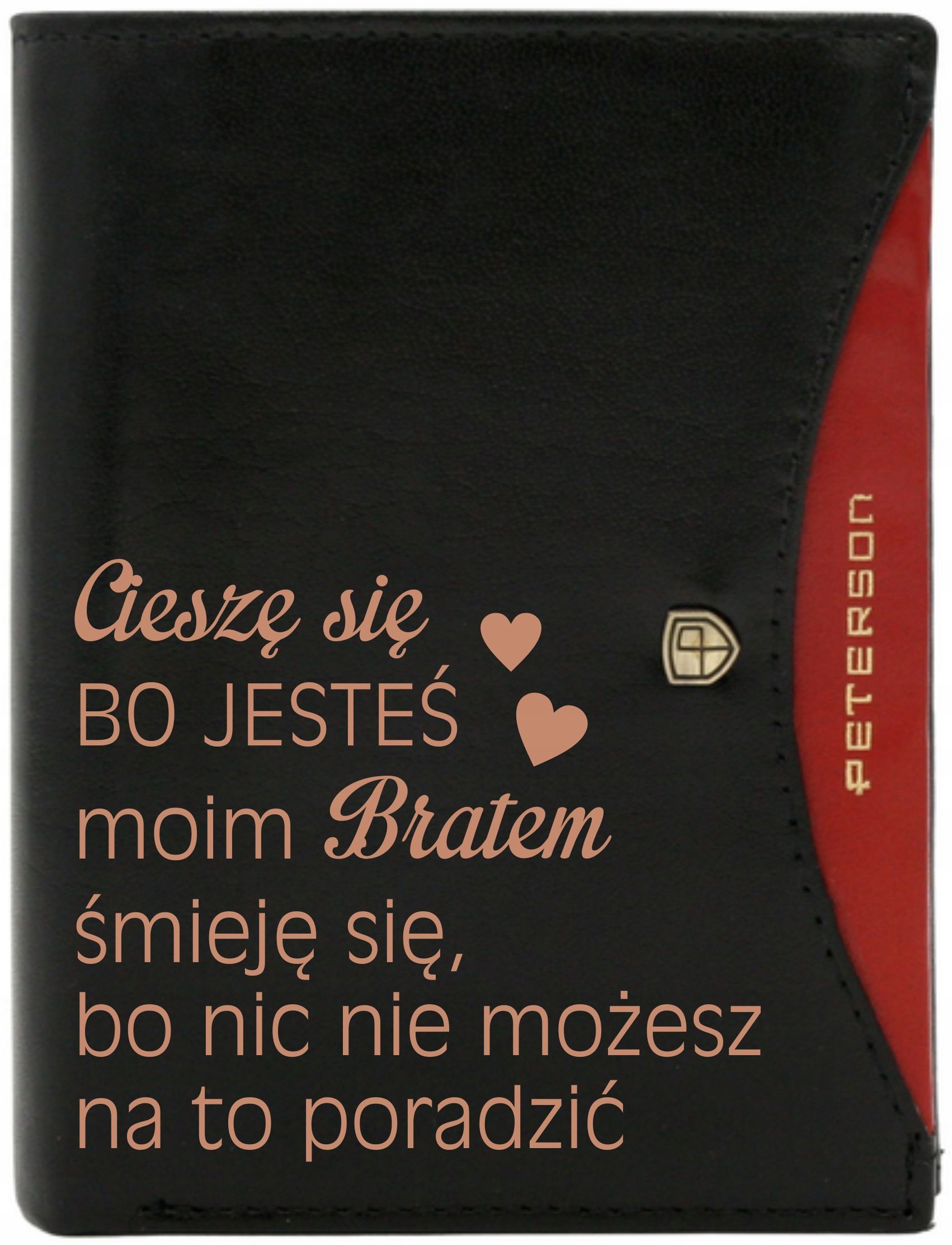 Portfel męski skórzany GRAWEROWANY prezent dla brata twój napis tekst