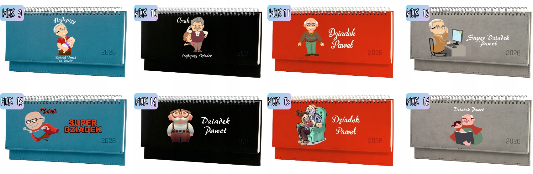 Terminarz dziadek i babcia 2026 tygodniowy kalendarz leżący biurkowy