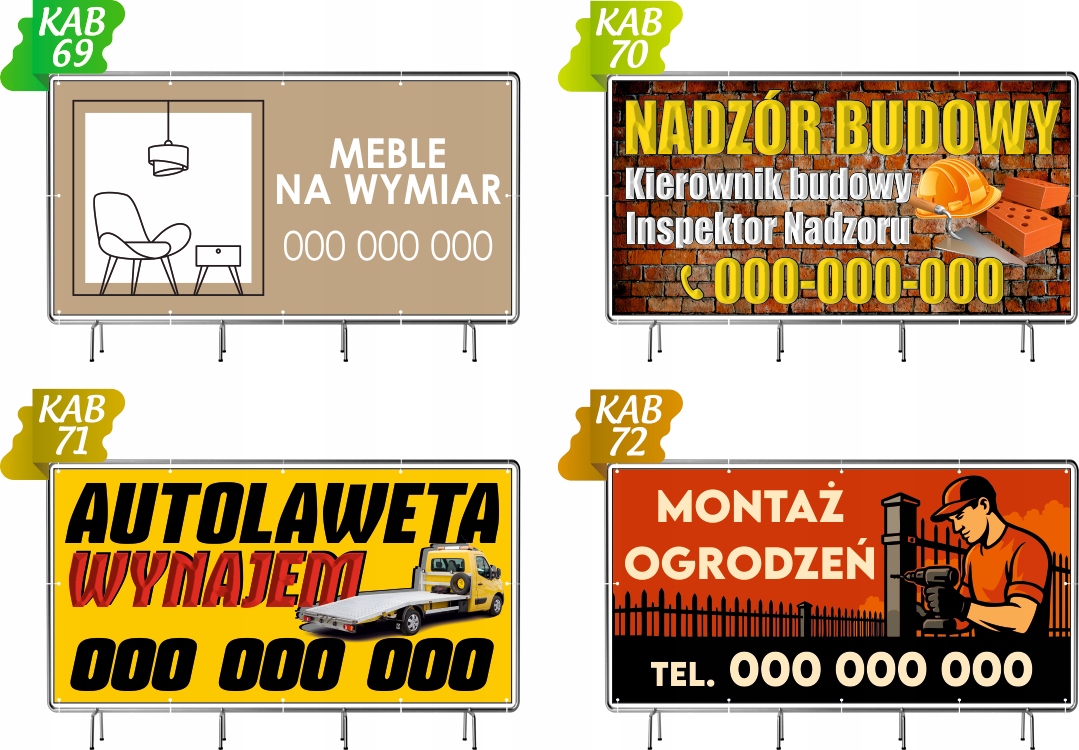 Reklamowy baner budowlany 130x80 - z oczkami i Twoim napisem
