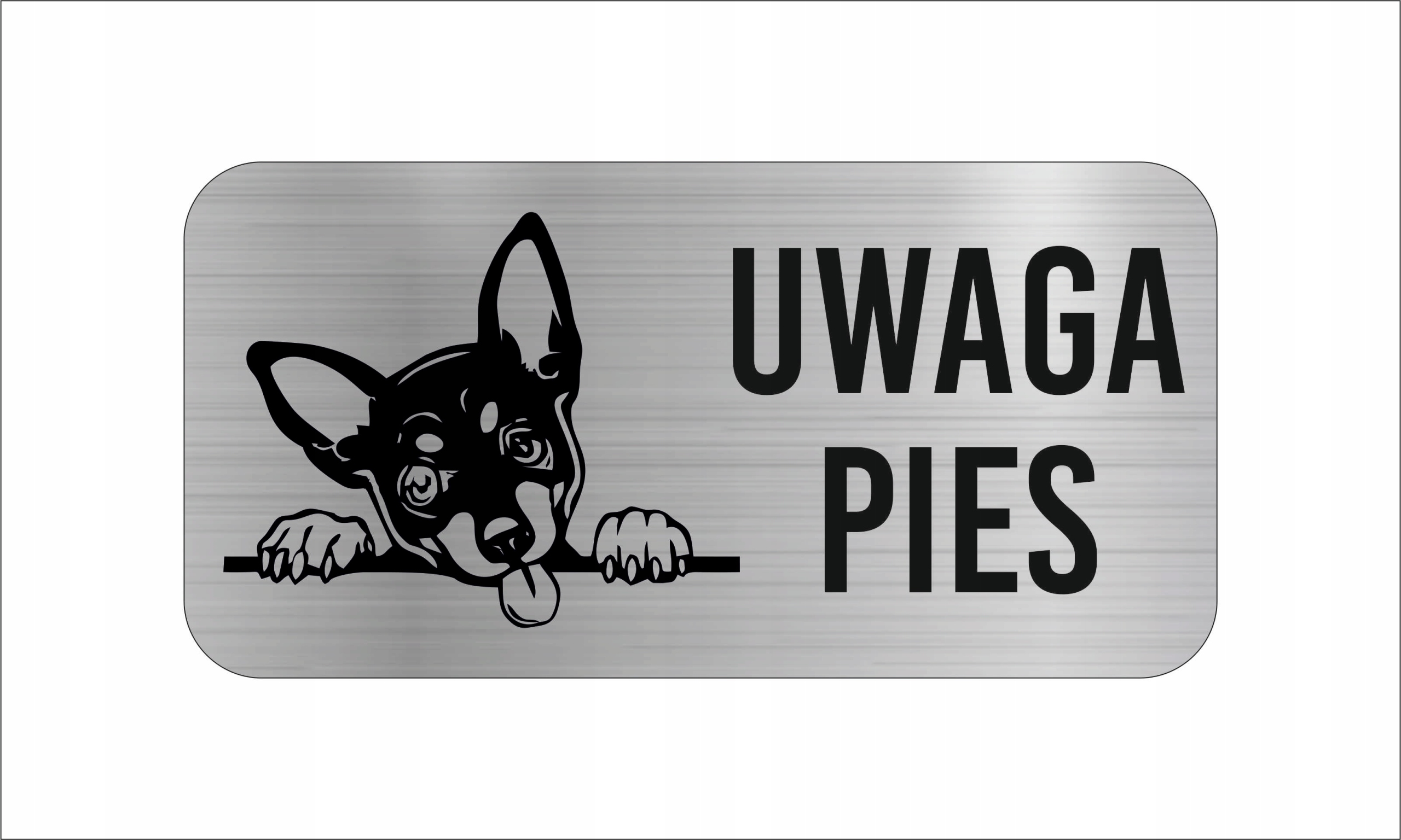 GRAWER Tabliczka laminat 20x10 cm UWAGA PIES Pinczer miniaturowy