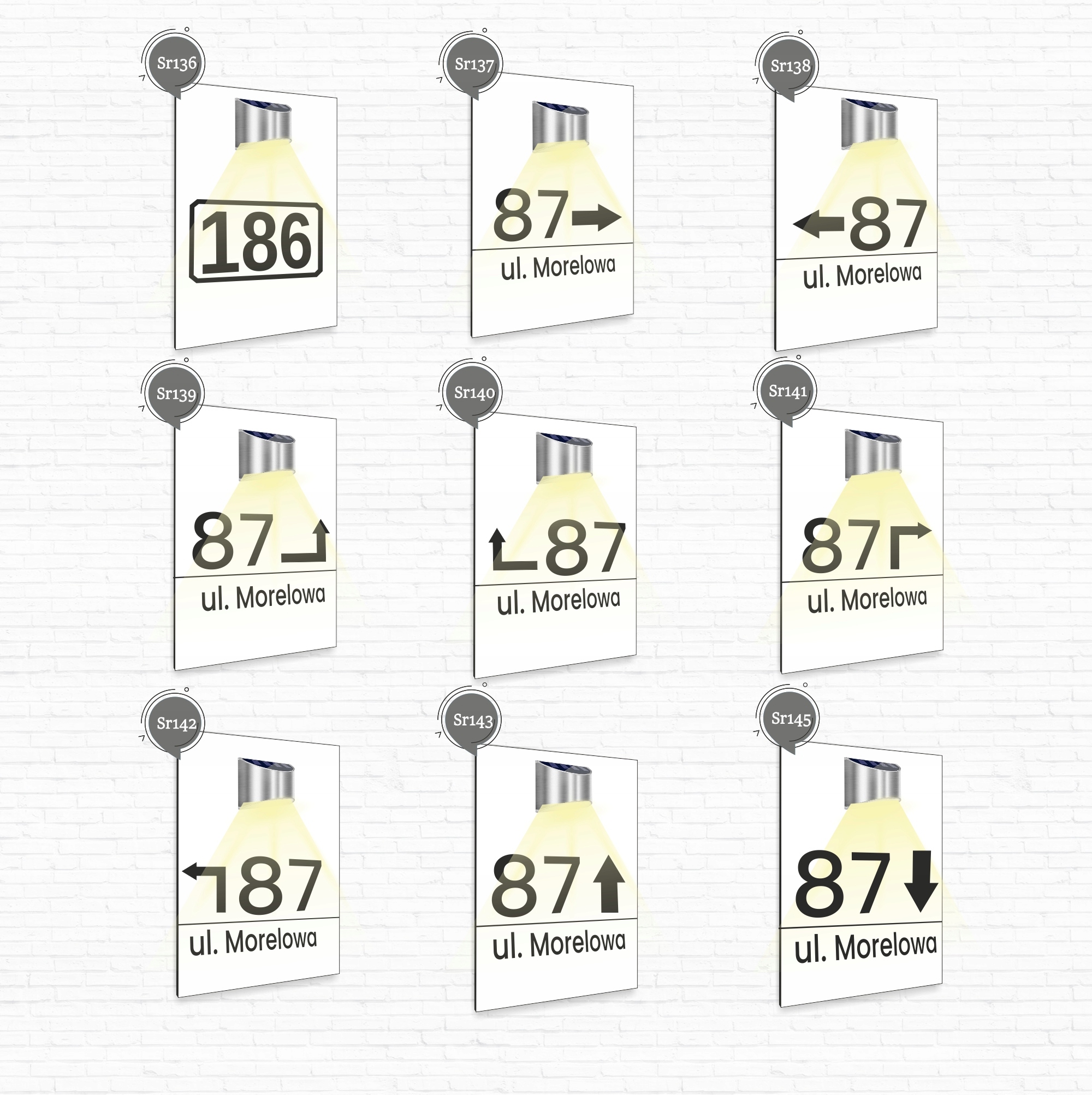 duża biała TABLICZKA lampka solarna ADRESOWA różne wzory dibond 40x30