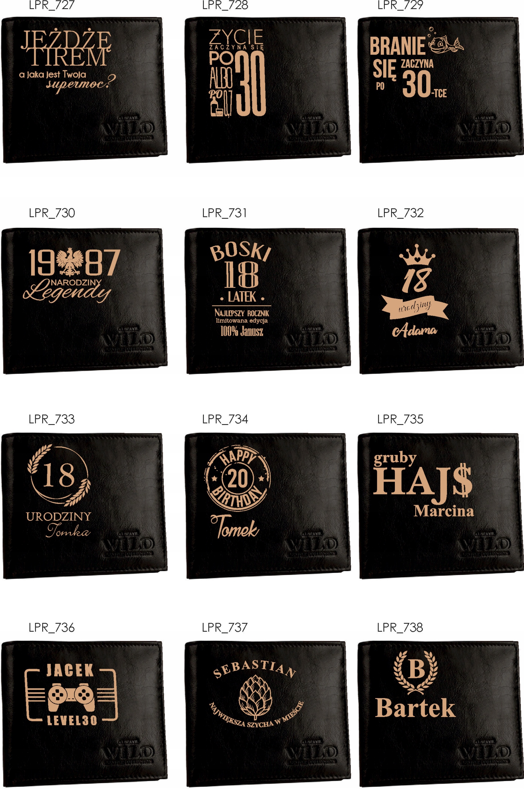 Portfel na prezent imię TWÓJ TEKST grawer SKÓRA