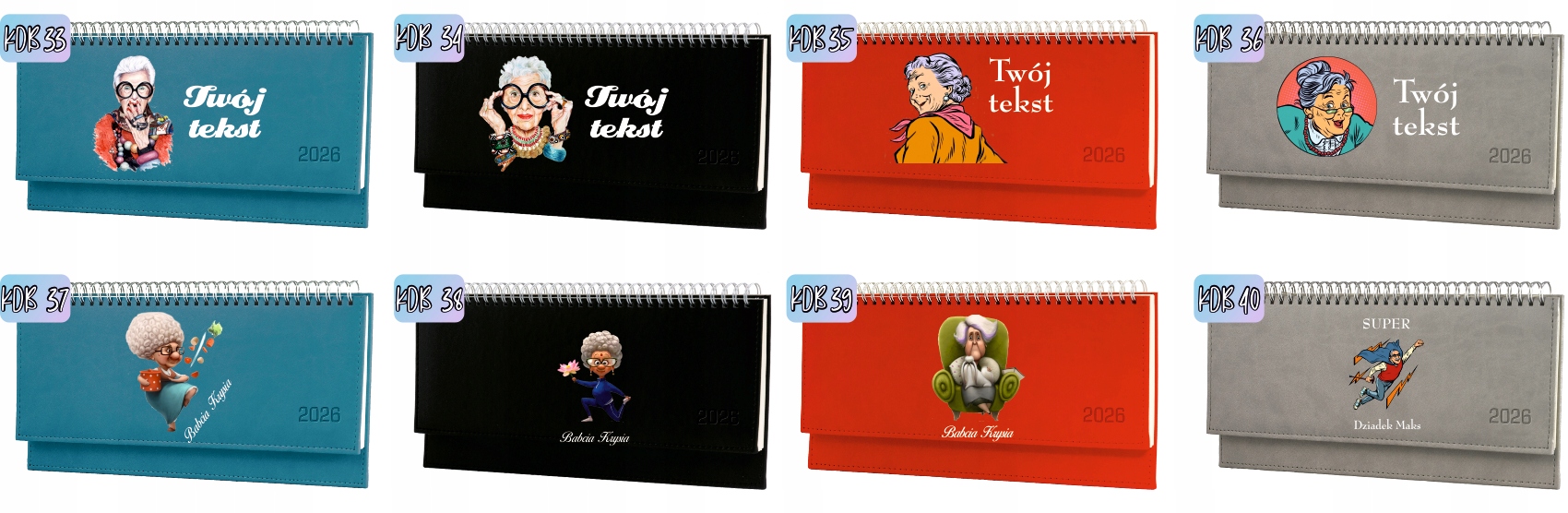 Terminarz dziadek i babcia 2026 tygodniowy kalendarz leżący biurkowy