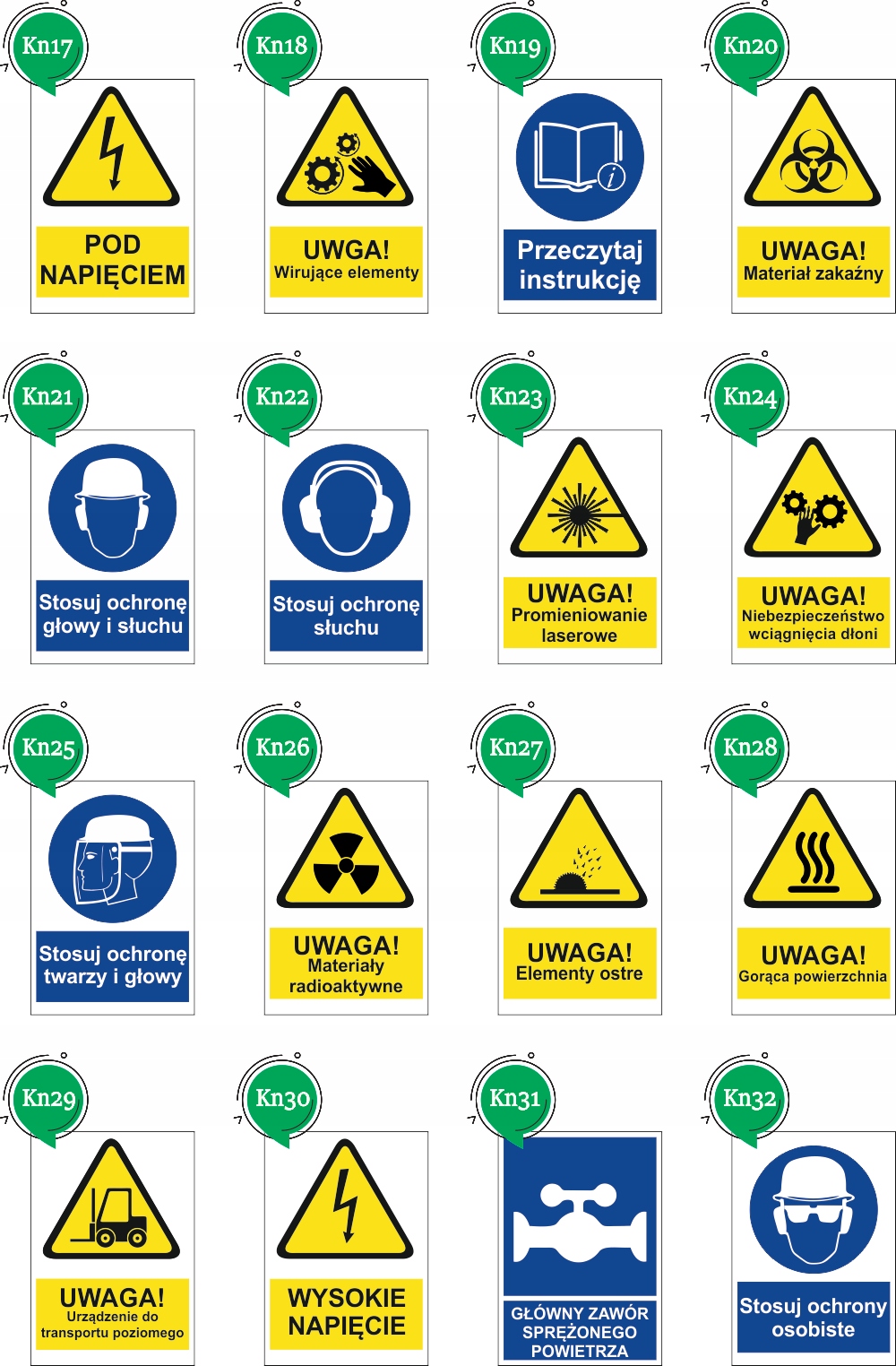 Naklejki na maszyny BHP UWAGA ELEMENTY RUCHOME MASZYNY - 10 szt.