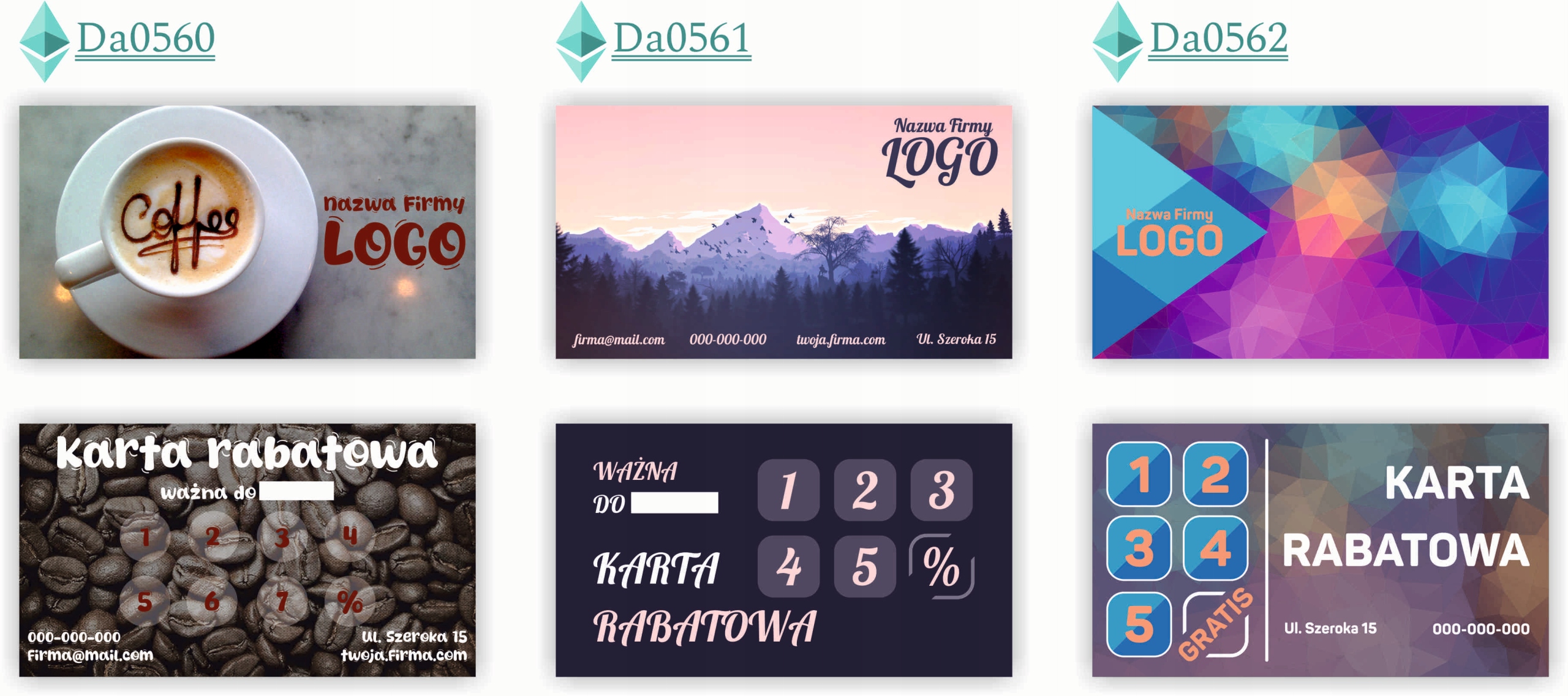 Karty stałego klienta RABATOWE 120 szt TWOJE LOGO nazwa firmy OCEANARIUM