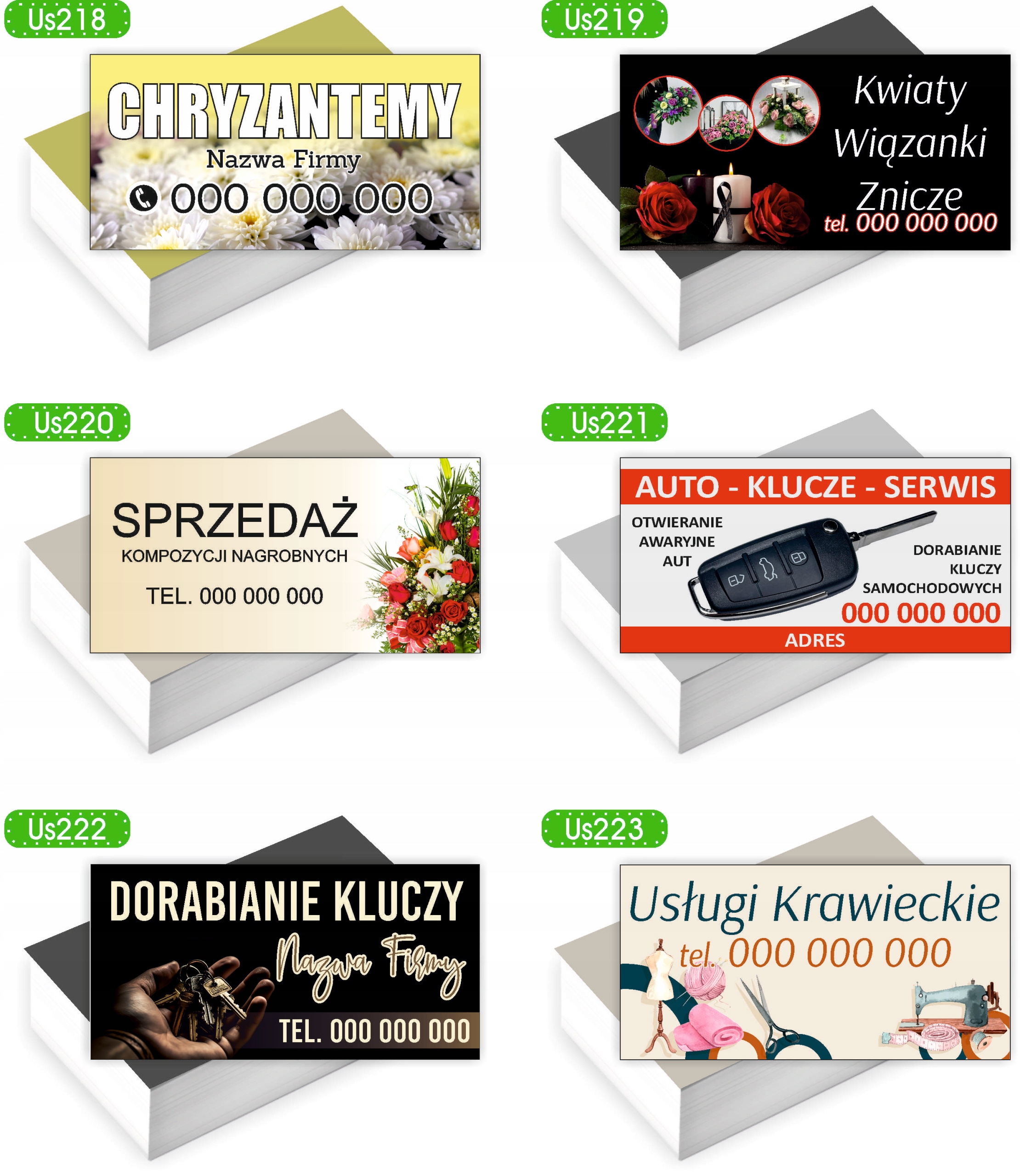 Wizytówki firmowe Foliowane 1000szt różne wzory KWIACIARNIA KWIATY