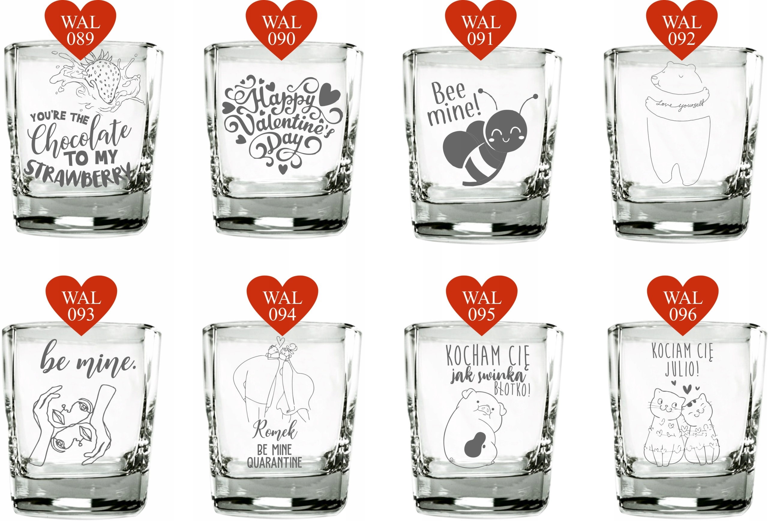 Szklanka do whisky VALENTINES prezent WALENTYNKI