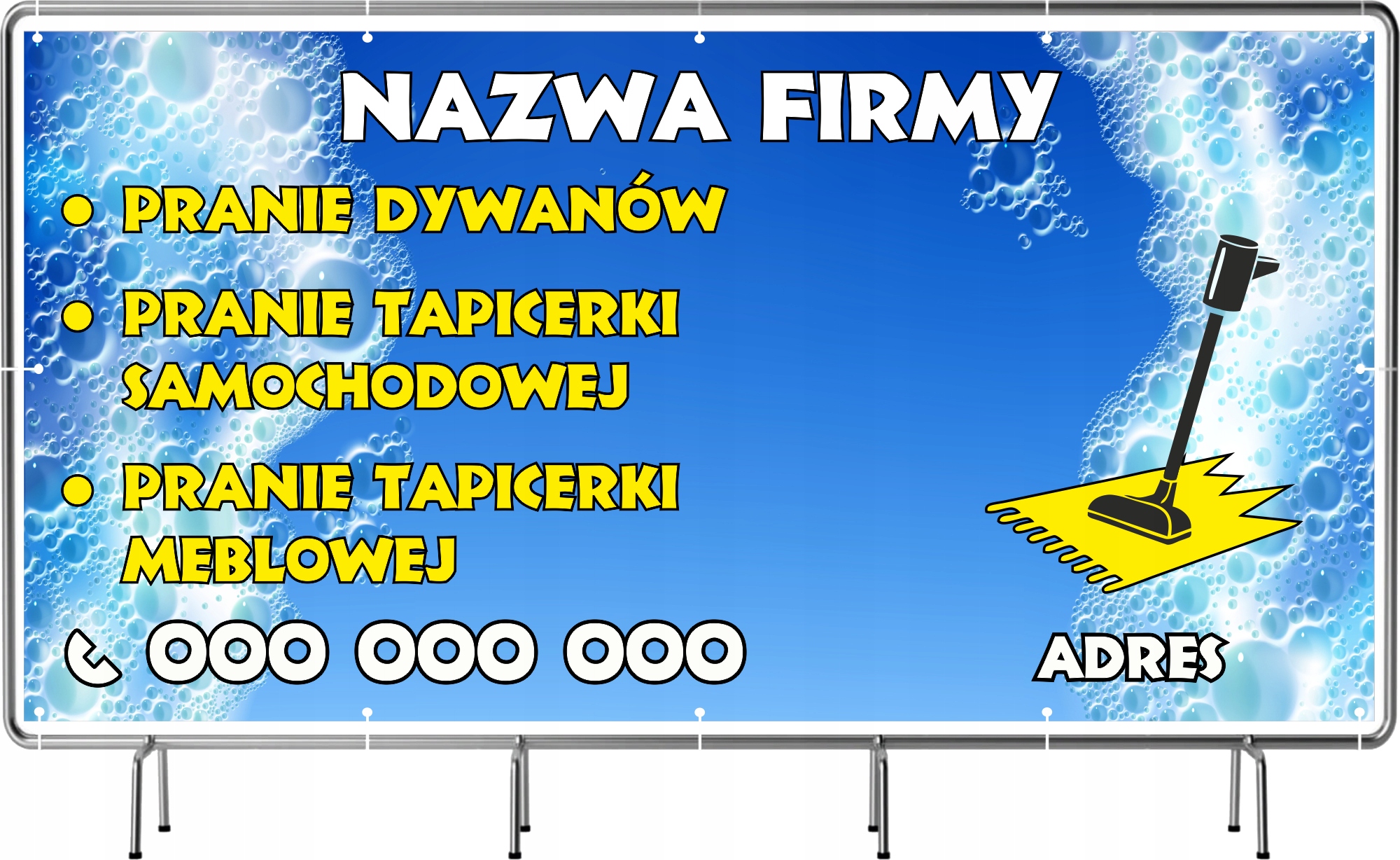 BANER REKLAMOWY na siatce mesh 200x100 cm PRANIE DYWANÓW TAPICERKI