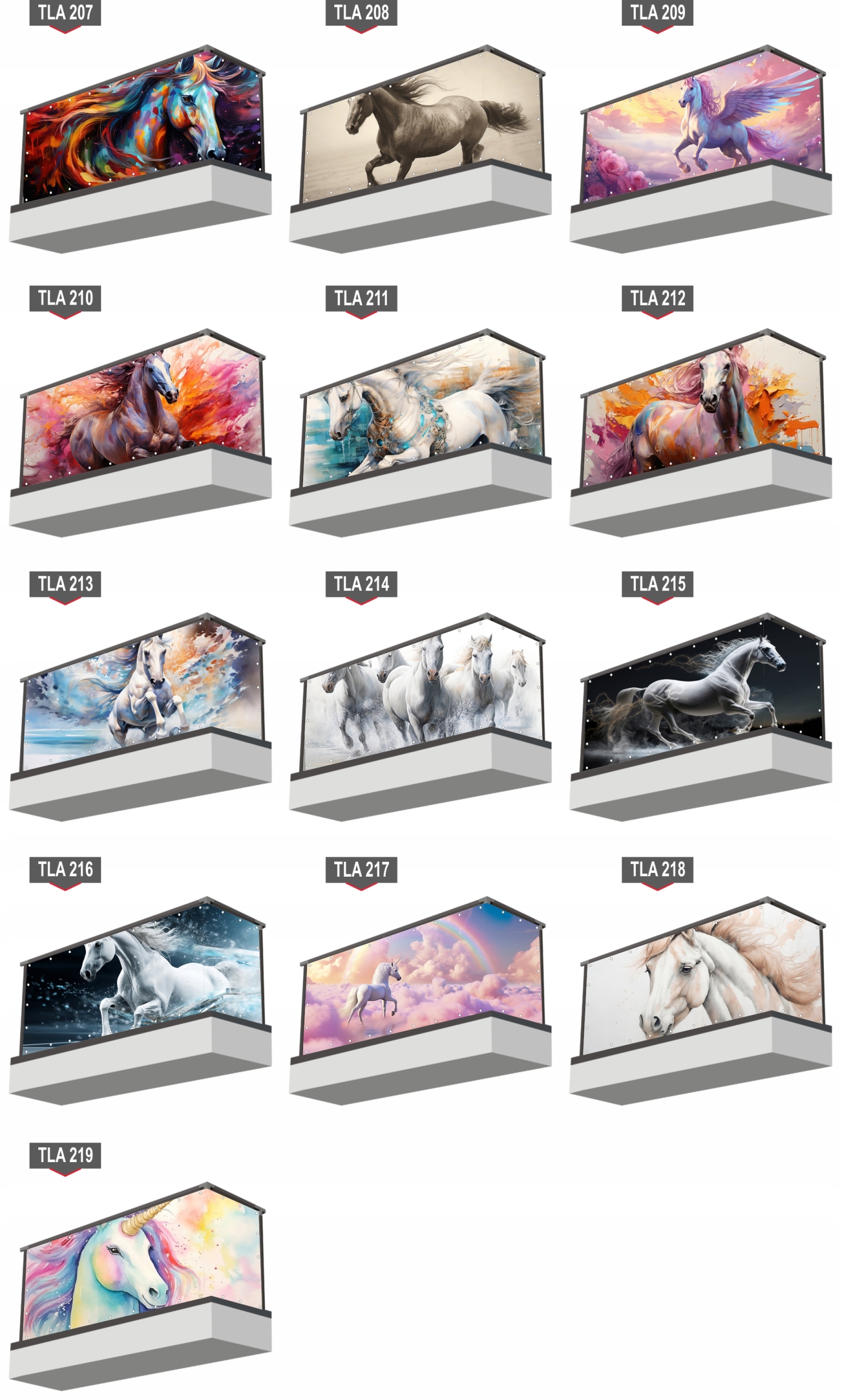 Osłona balkonowa mata ozdobna na balkon pod wymiar KONIE RÓŻNE WZORY