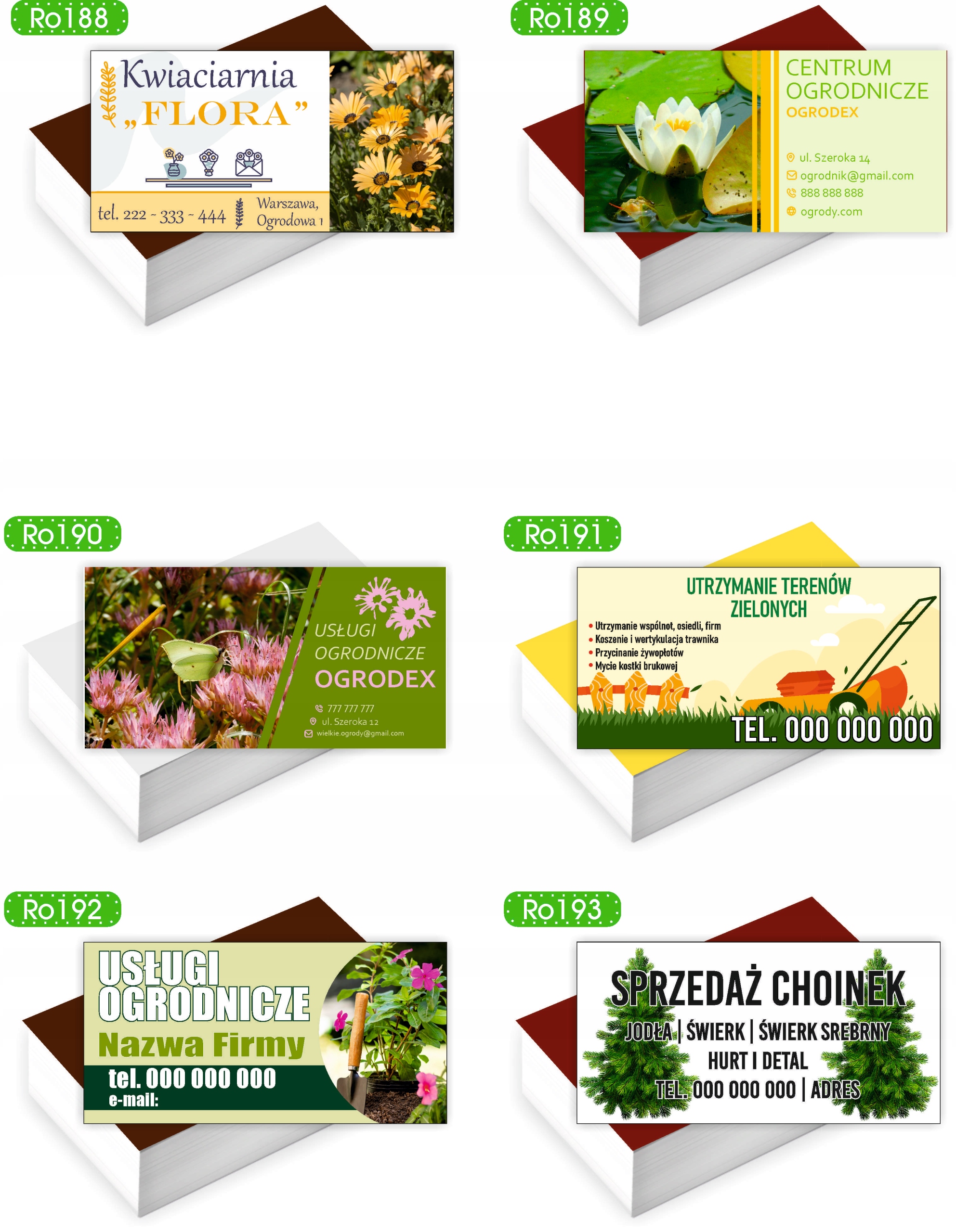 Wizytówki firmowe Foliowane 1000szt różne wzory KWIACIARNIA KWIATY