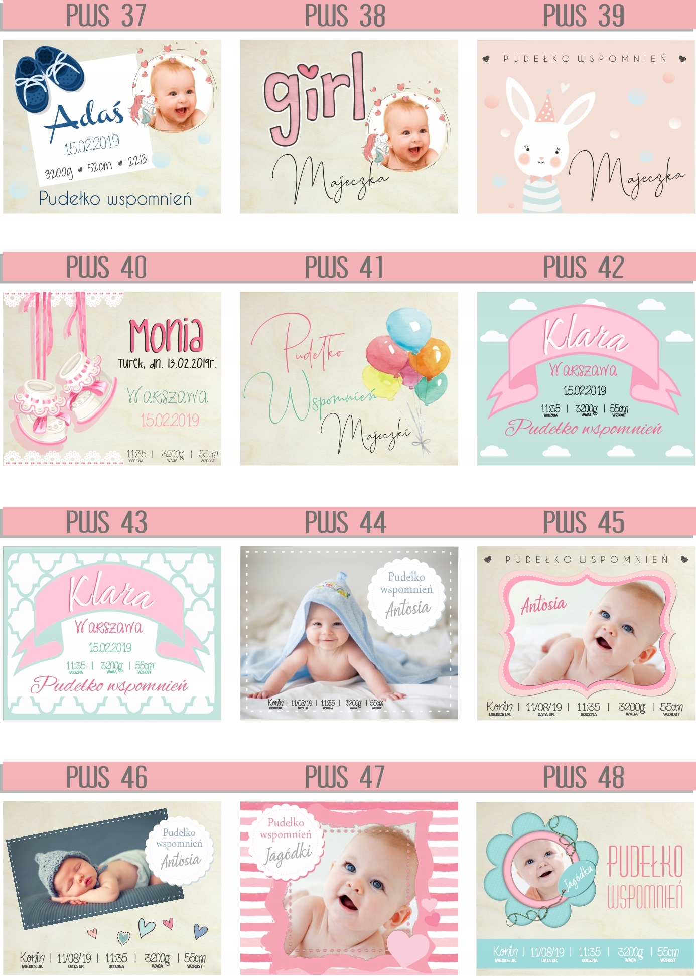 PUDEŁKO WSPOMNIEŃ na CHRZEST ROCZEK nadruk UV foto