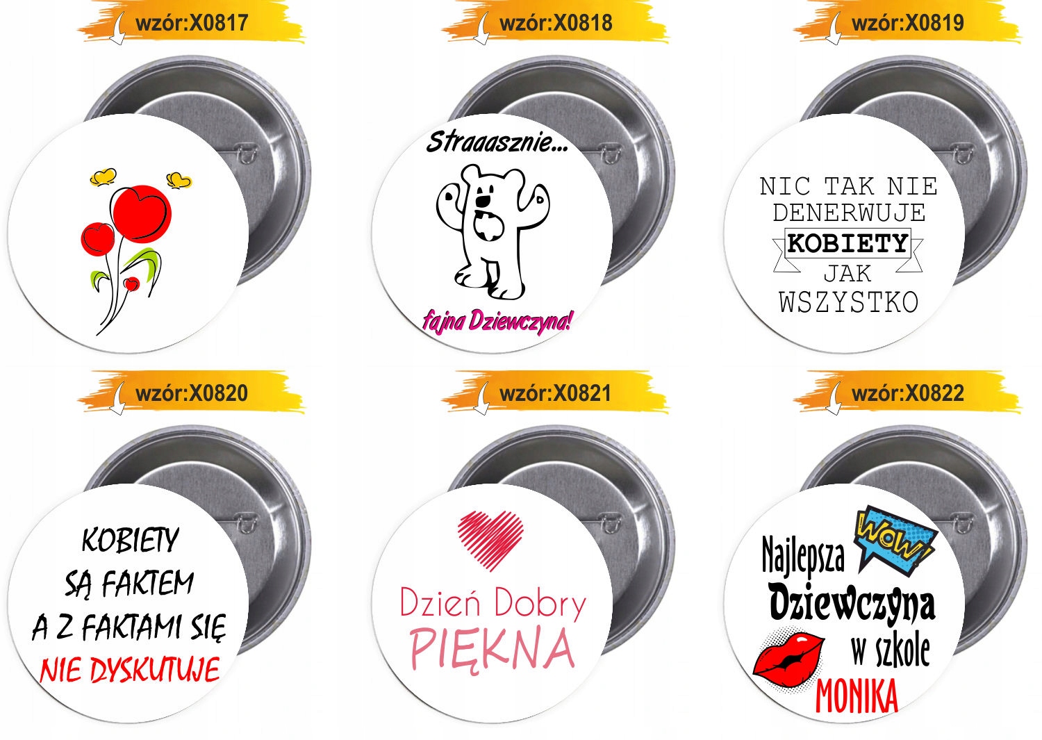 Przypinki buttony DZIEŃ KOBIET spersonalizowane