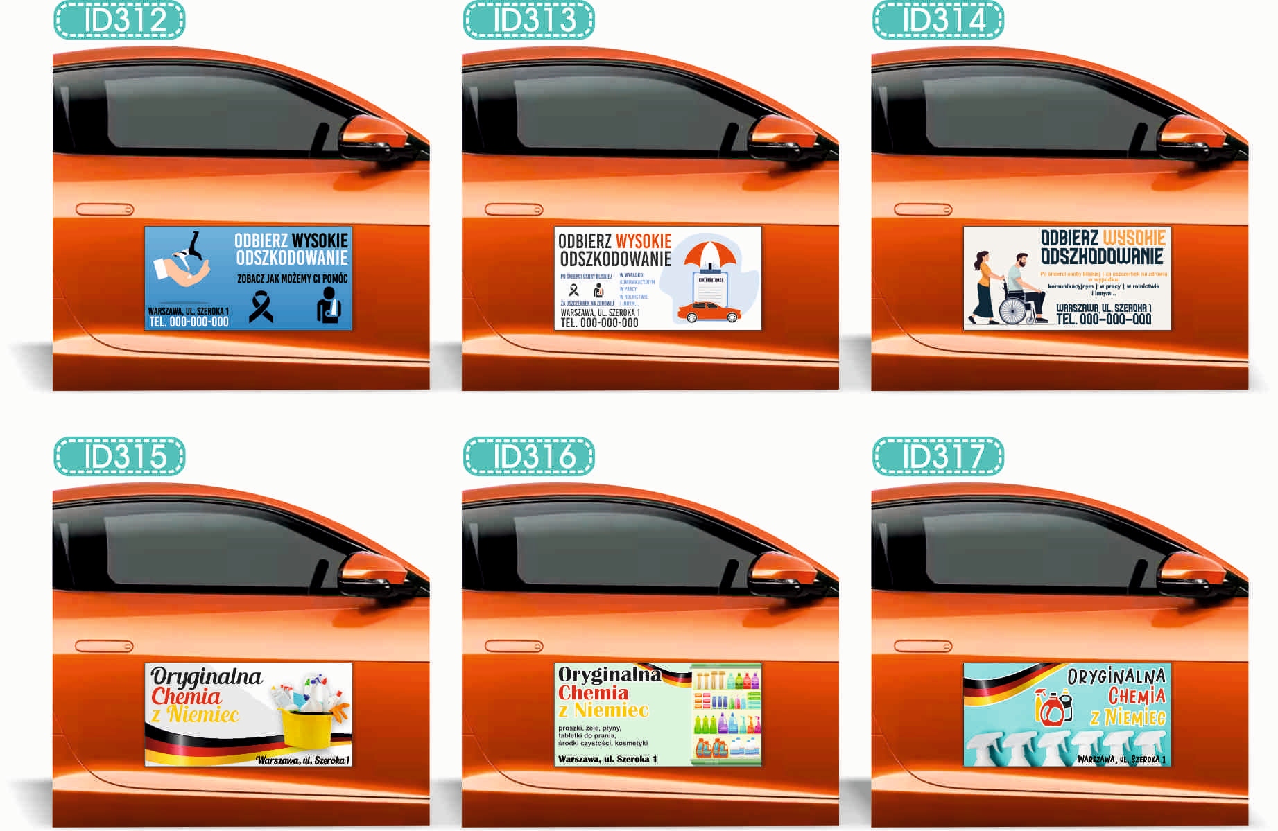 Magnes na samochód reklama magnetyczna 60x30 KOMPLEKSOWE USŁUGI PPOŻ BHP