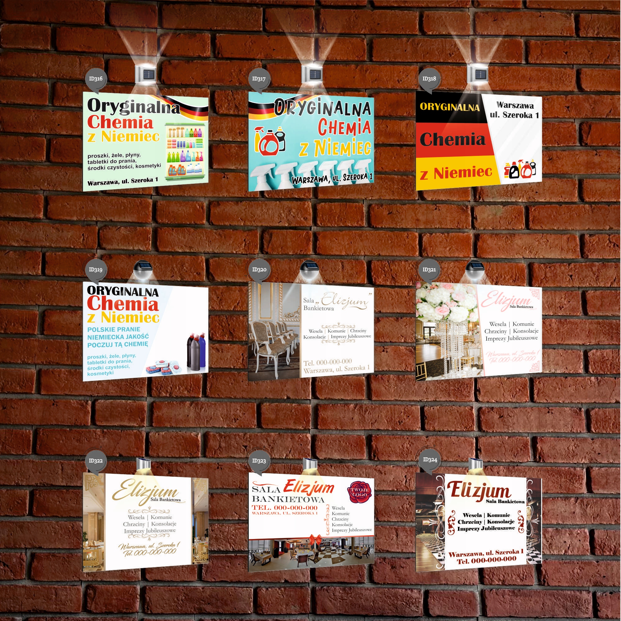 nadruk UV TABLICZKA reklamowa z lampką SZYLD 40x30 dibond SALA BANKIETOWA