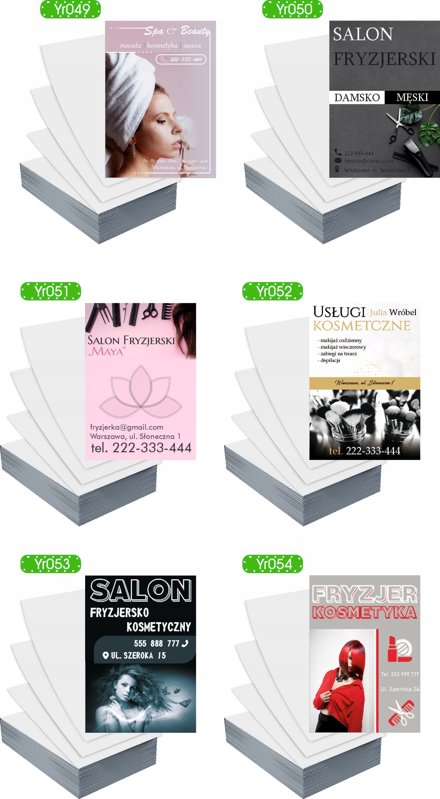 Ulotki A5 1000szt reklamowe firmowe SALON FRYZJERSKO KOSMETYCZNY wzory