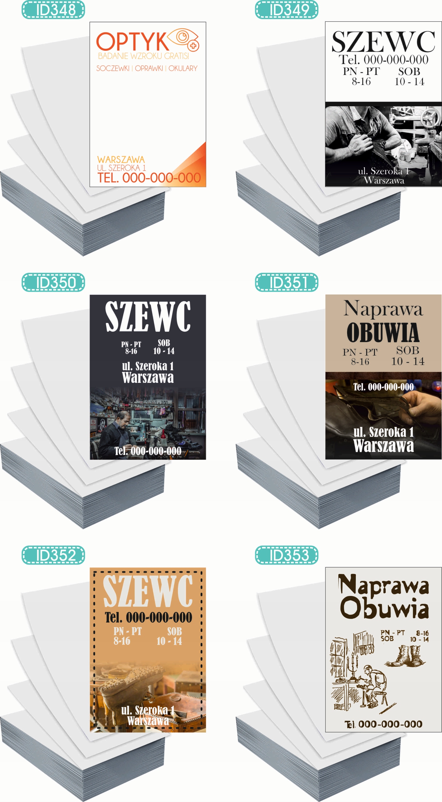 Ulotki A6 reklamowe firmowe 100szt dużo różnych wzorów SALON OPTYCZNY