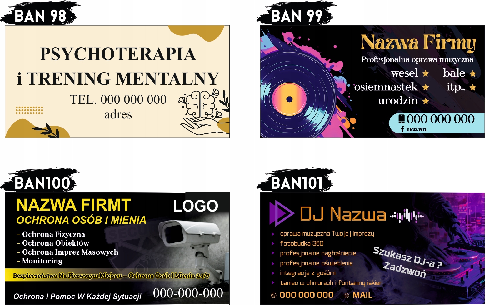 BANER REKLAMOWY OCZKOWANY 200x100 cm RÓŻNE WZORY WYPOŻYCZALNIA ROWERÓW