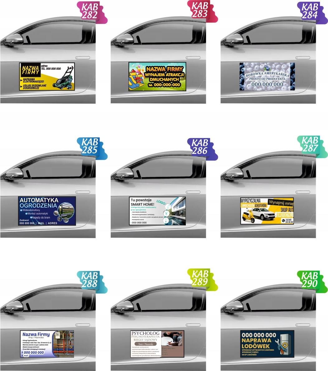 Magnes na samochód reklama magnetyczna 60x30 cm USŁUGI KAMIENIARSKIE