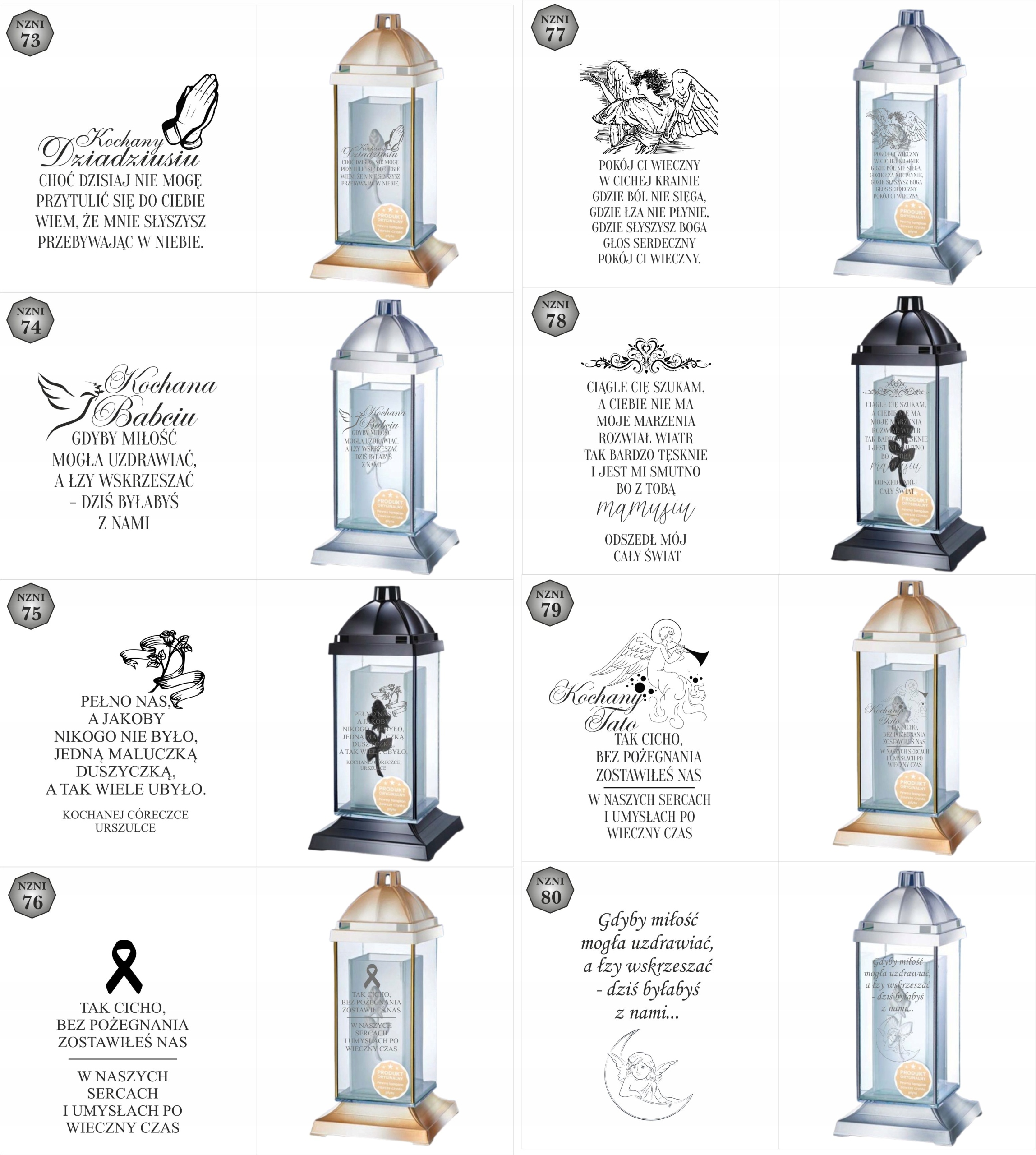 Luksusowy znicz personalizowany cytat grawer z napisem dedykacją inicjałami