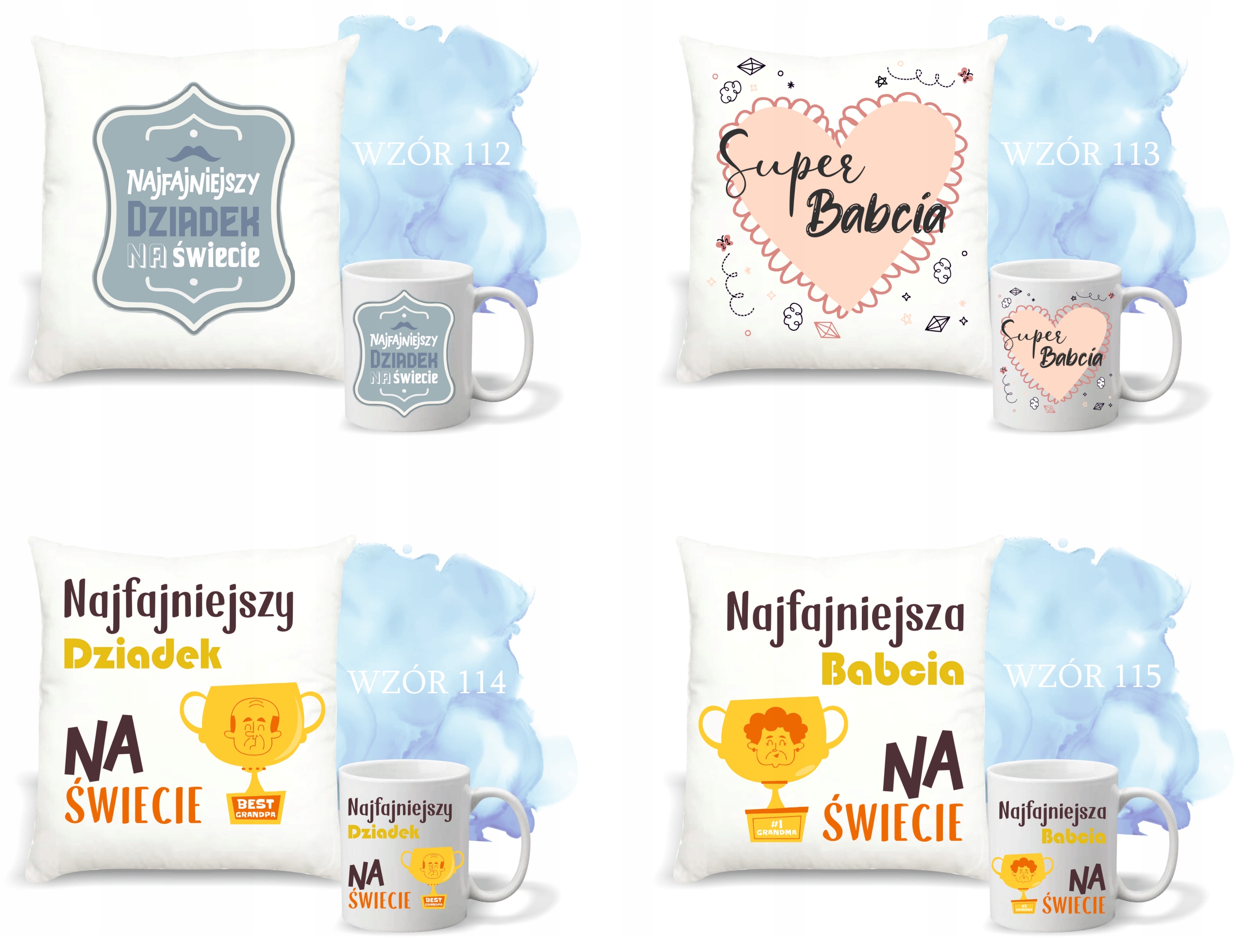Zestaw PODUSZKA i KUBEK nadruk personalizowany PREZENT na dzień DZIADKA