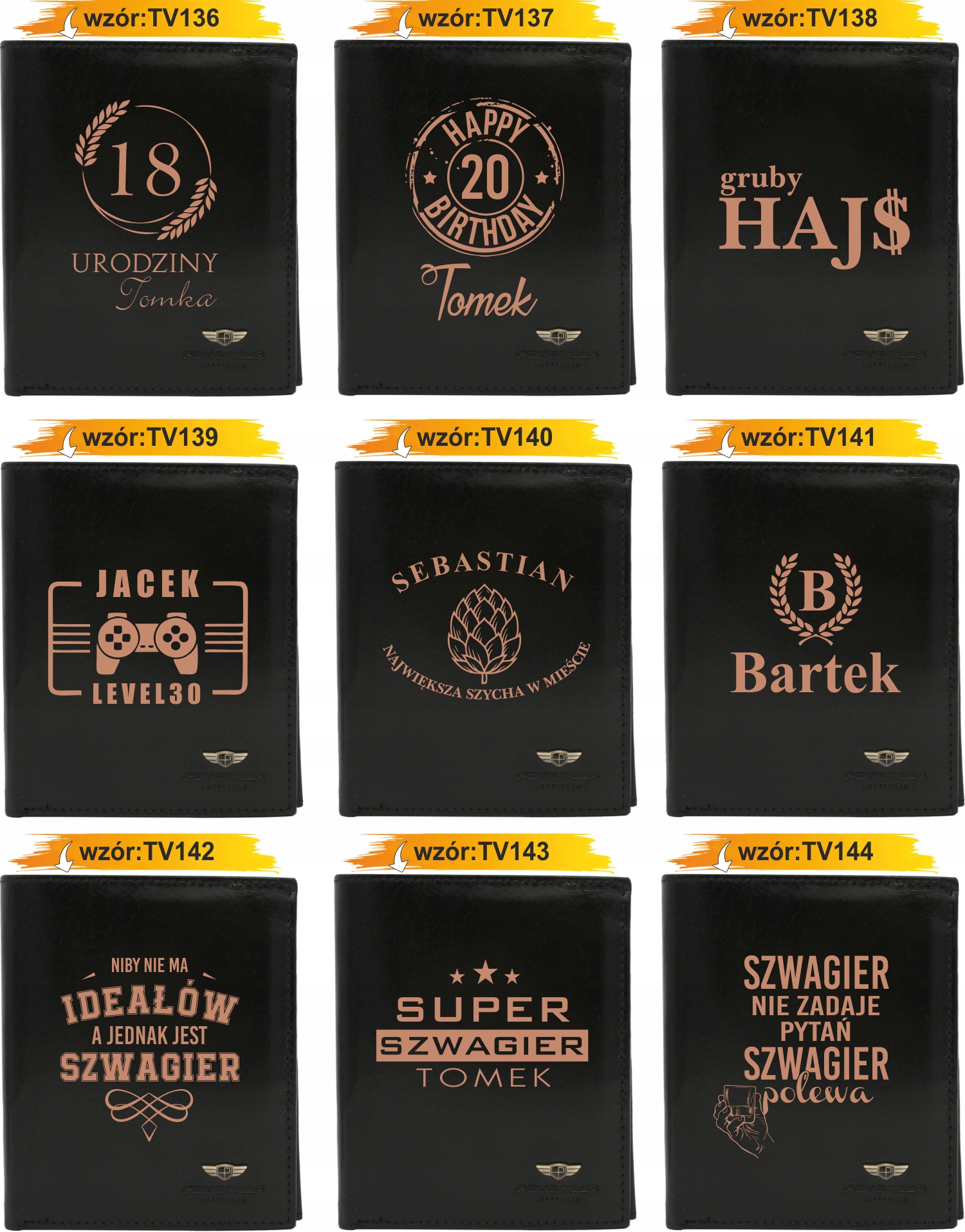 Portfel męski skórzany czarny GRAWEROWANY prezent dla kierowcy twój napis