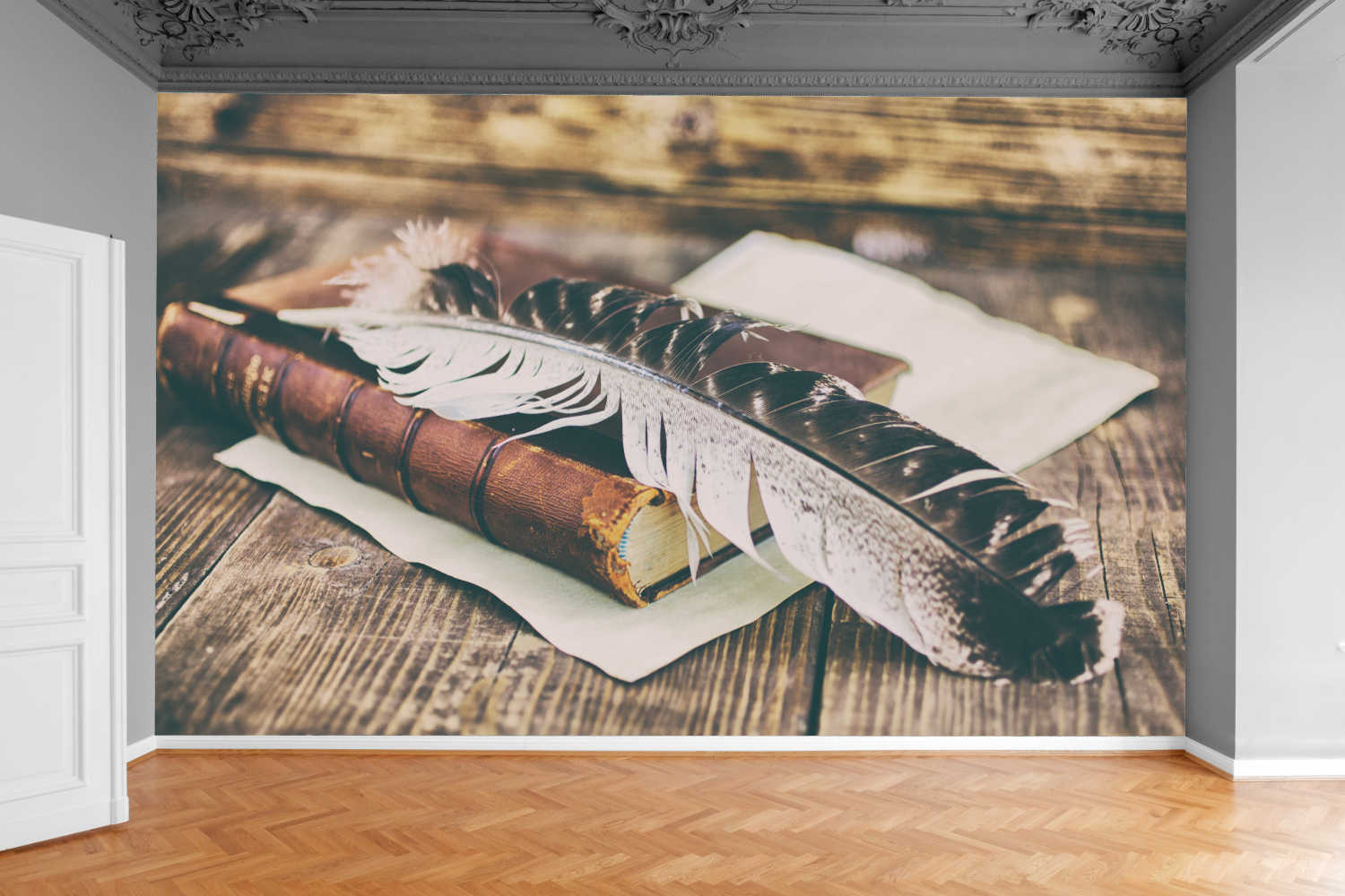 Fototapeta VINTAGE DESKI PIÓRO KSIĄŻKA 130x80