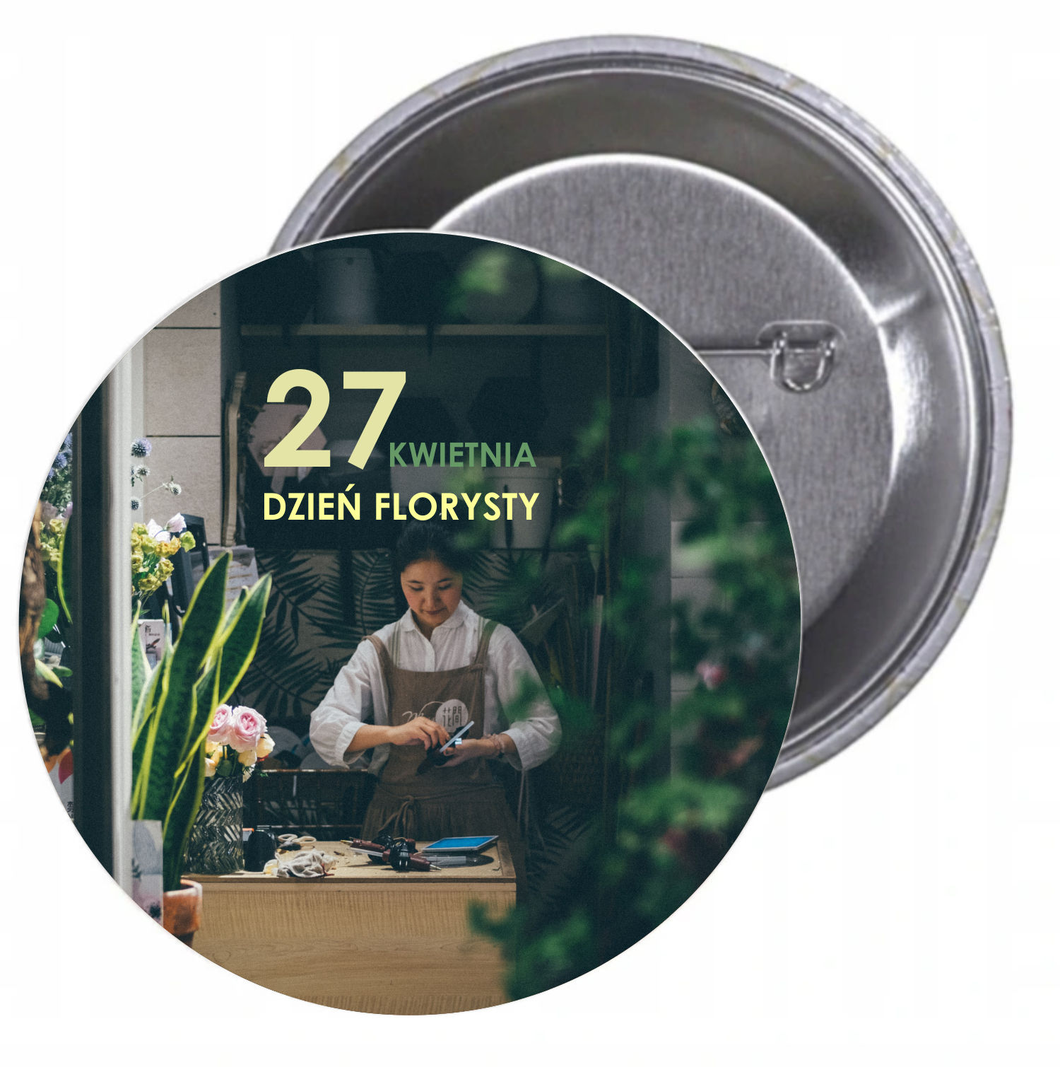 Przypinki buttony DZIEŃ FLORYSTY z grafiką