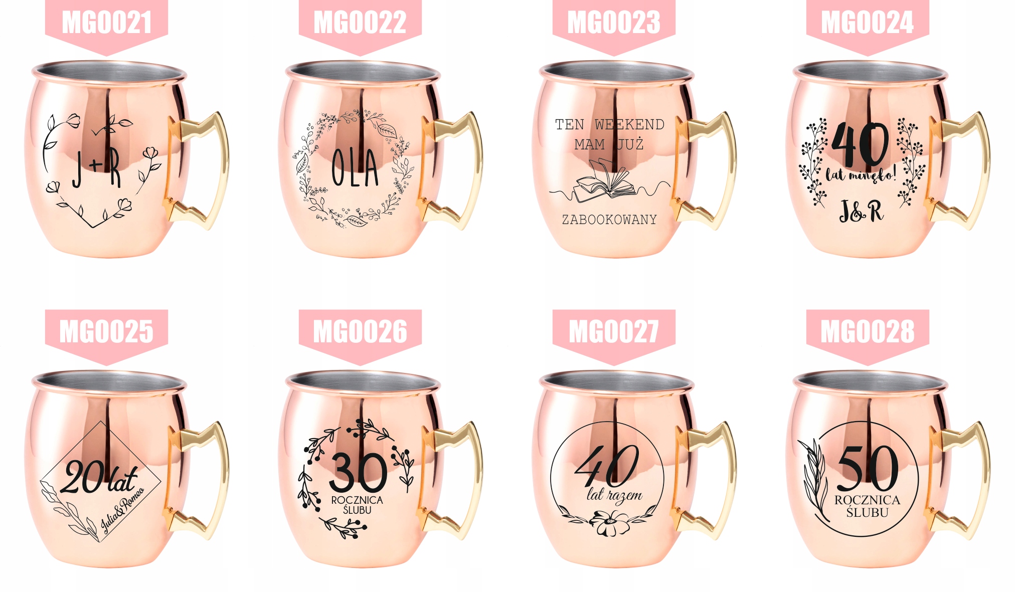 Kubek koktajlowy z uchem ze stali z grawerem PREZENT Z TWOIM IMIENIEM