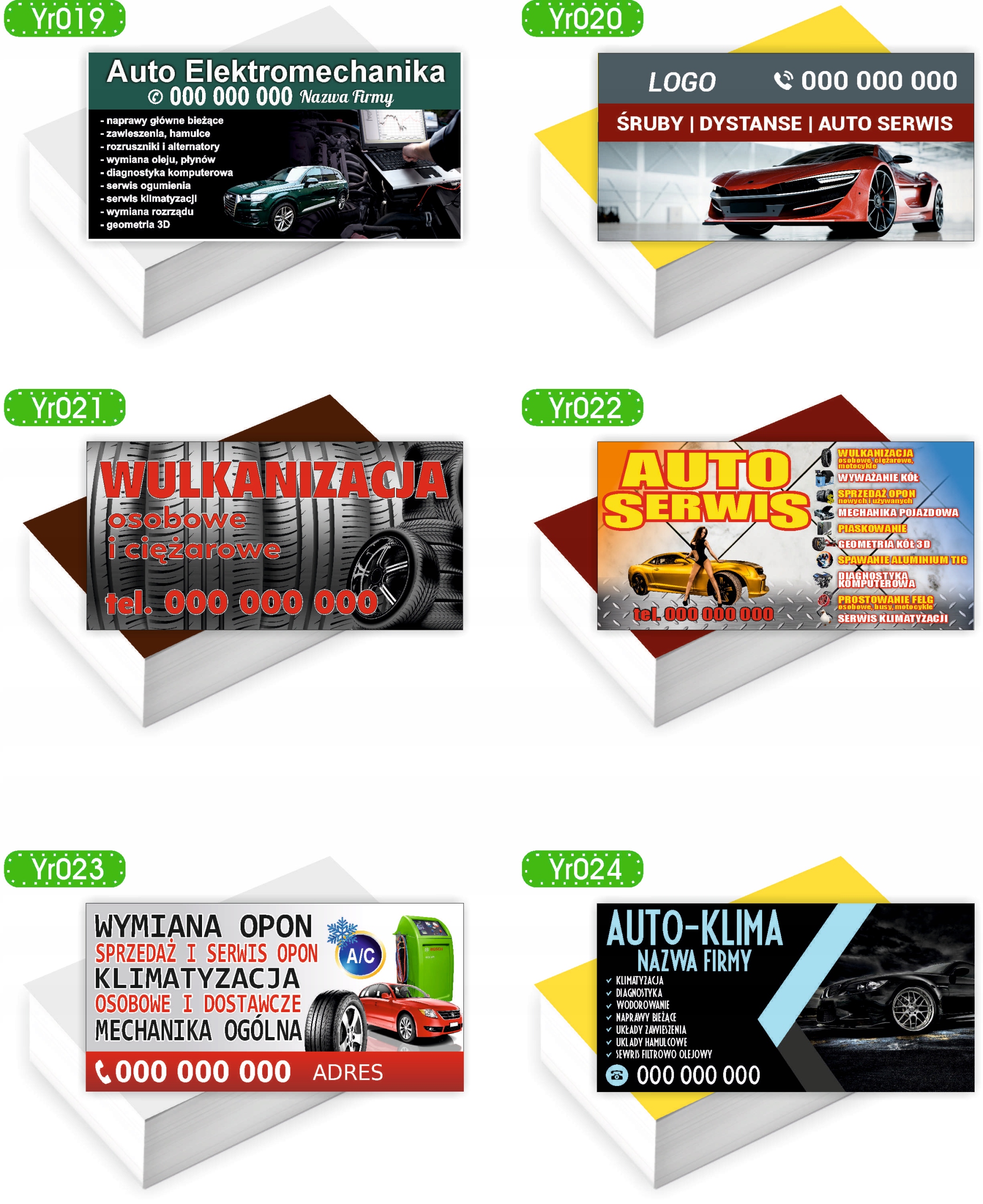 Wizytówki firmowe reklamowe 200szt dużo wzorów AUTO SERWIS SAMOCHODOWY