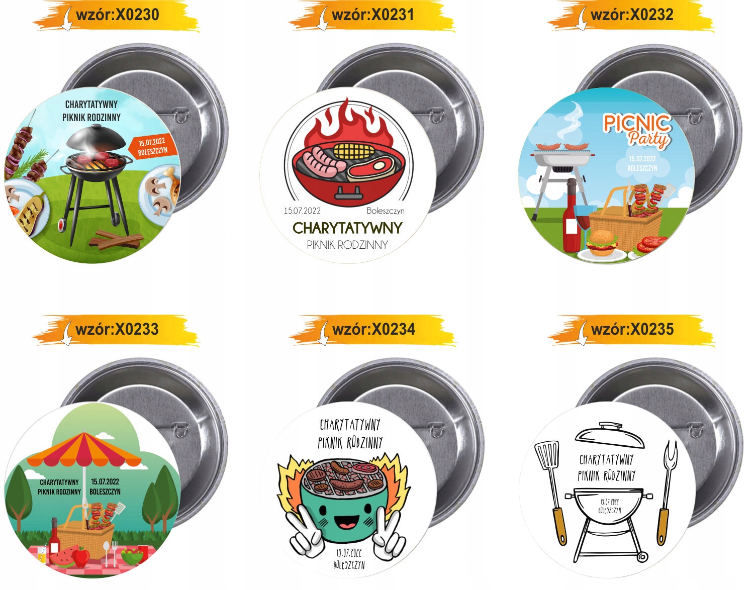 Przypinki buttony CHARYTATYWNY PIKNIK