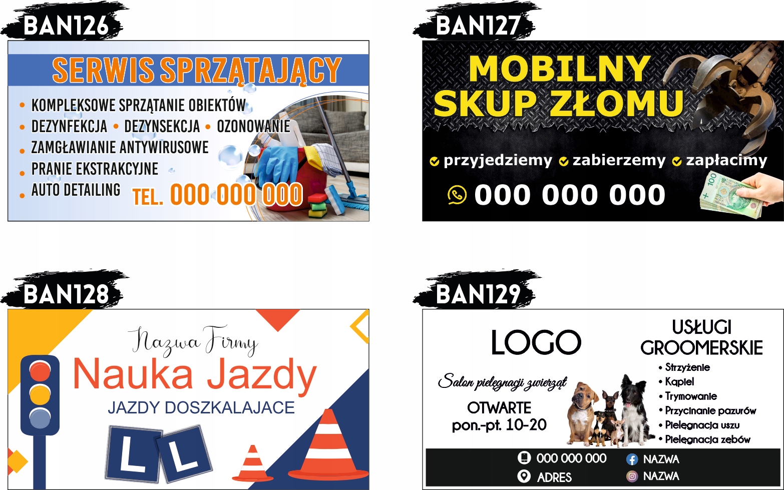BANER REKLAMOWY OCZKOWANY 200x100 RÓŻNE WZORY WYNAJEM SZALUNKÓW