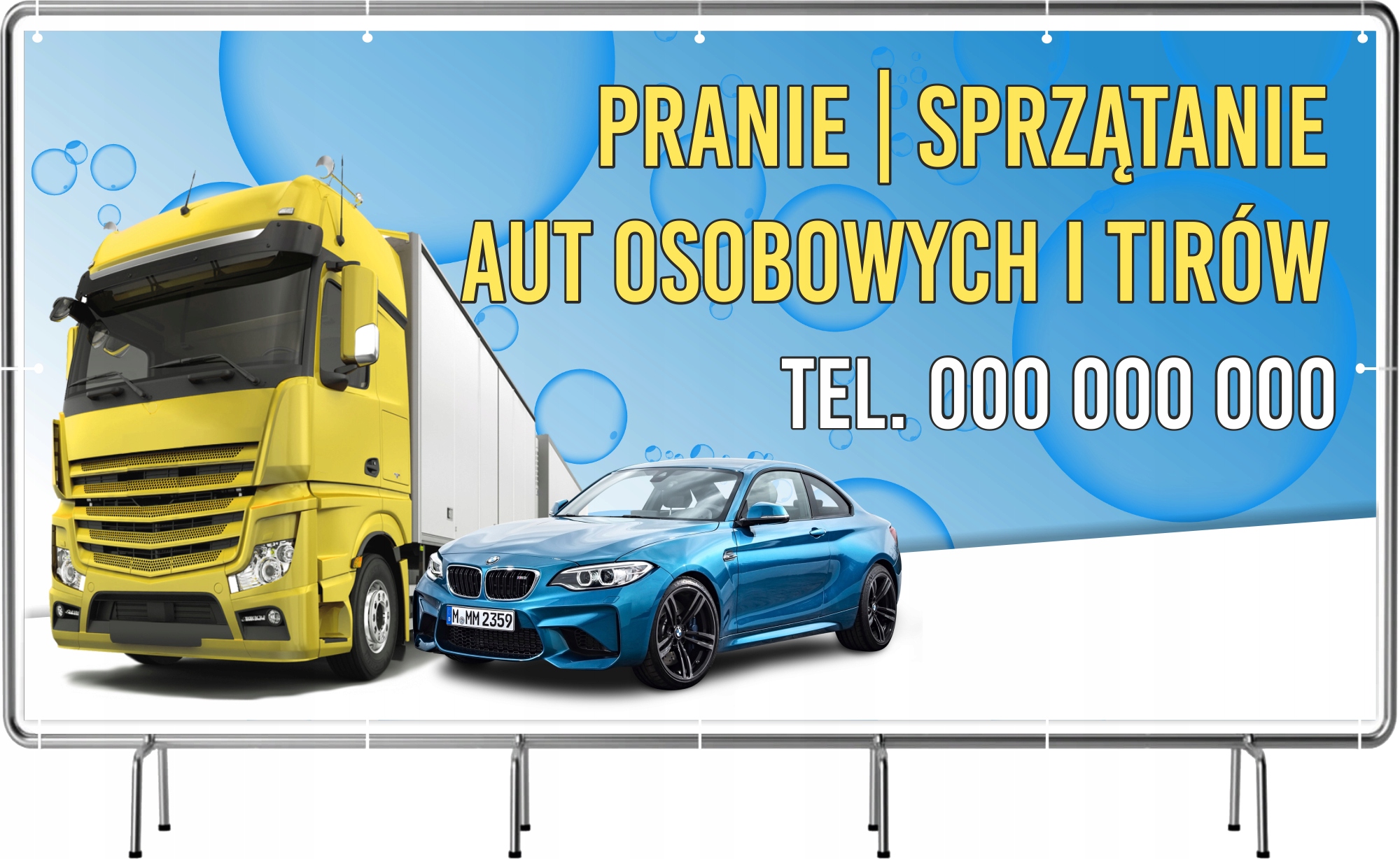 BANER REKLAMOWY siatka mesh 100x50 cm projekt PRANIE AUT TIRÓW REKLAMA