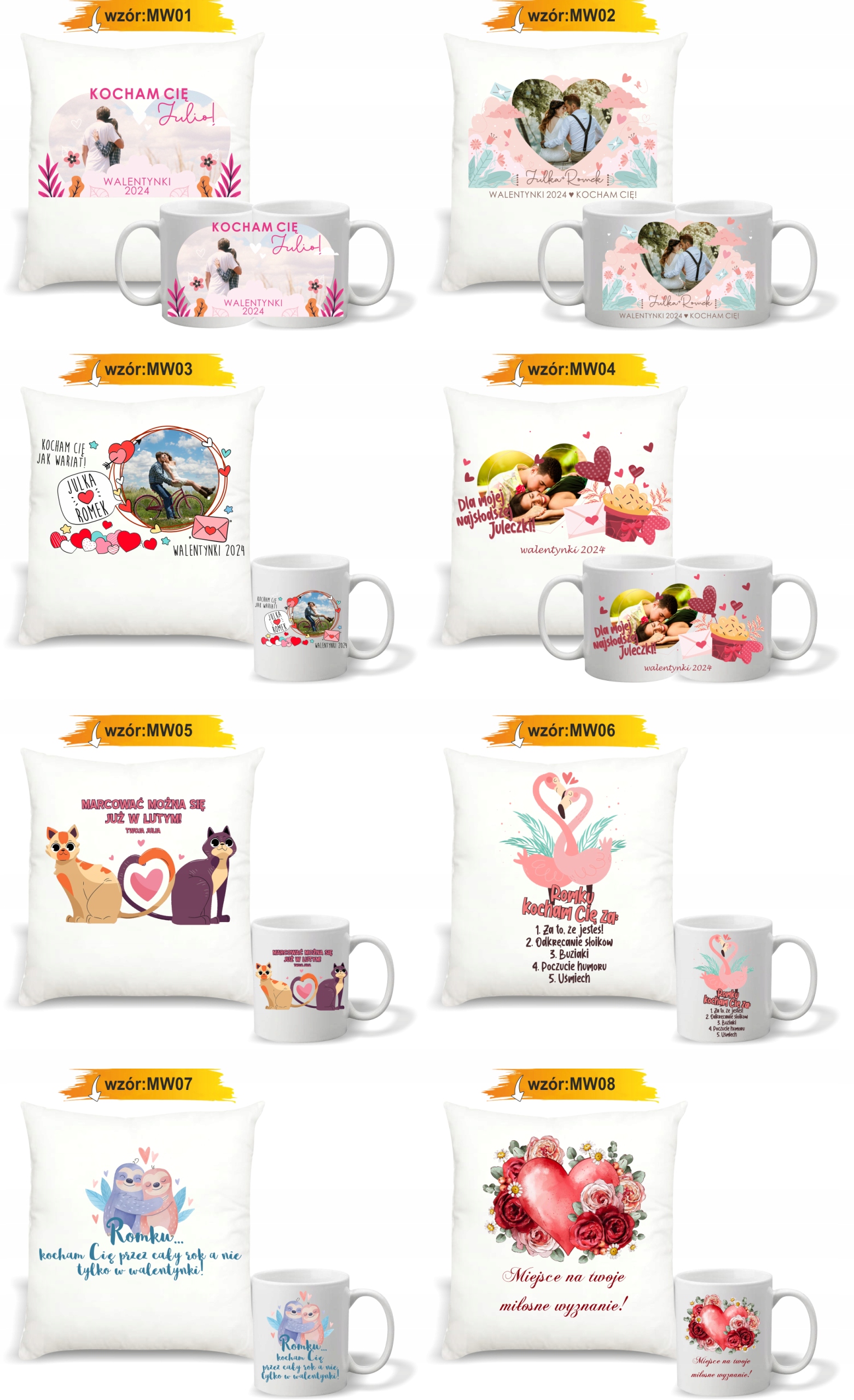 Zestaw PODUSZKA + KUBEK ze zdjęciem PREZENT WALENTYNKI DLA NIEGO DLA NIEJ