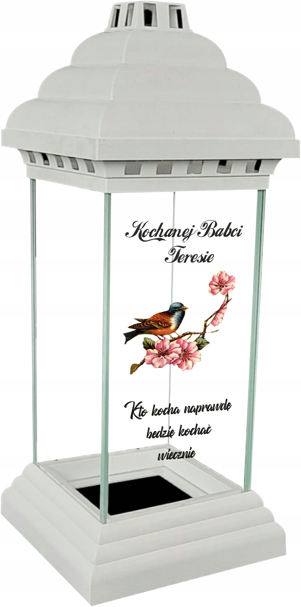 Znicz Lampion z nadrukiem grawerem dla Babci data