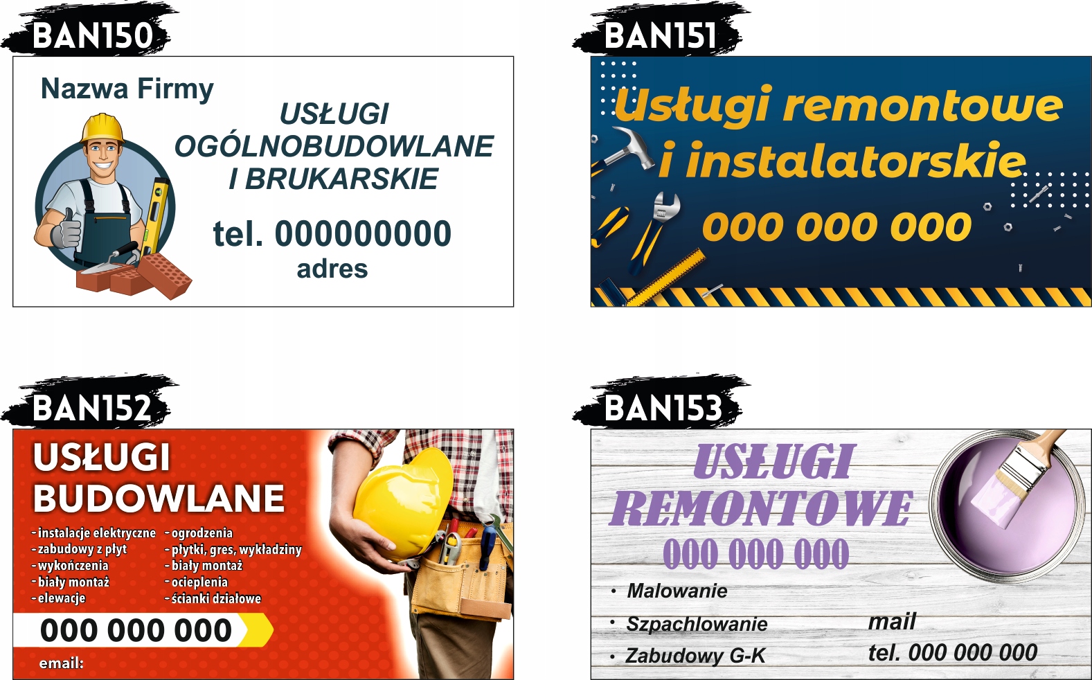 BANER REKLAMOWY OCZKOWANY 200x100 RÓŻNE WZORY WYNAJEM SZALUNKÓW