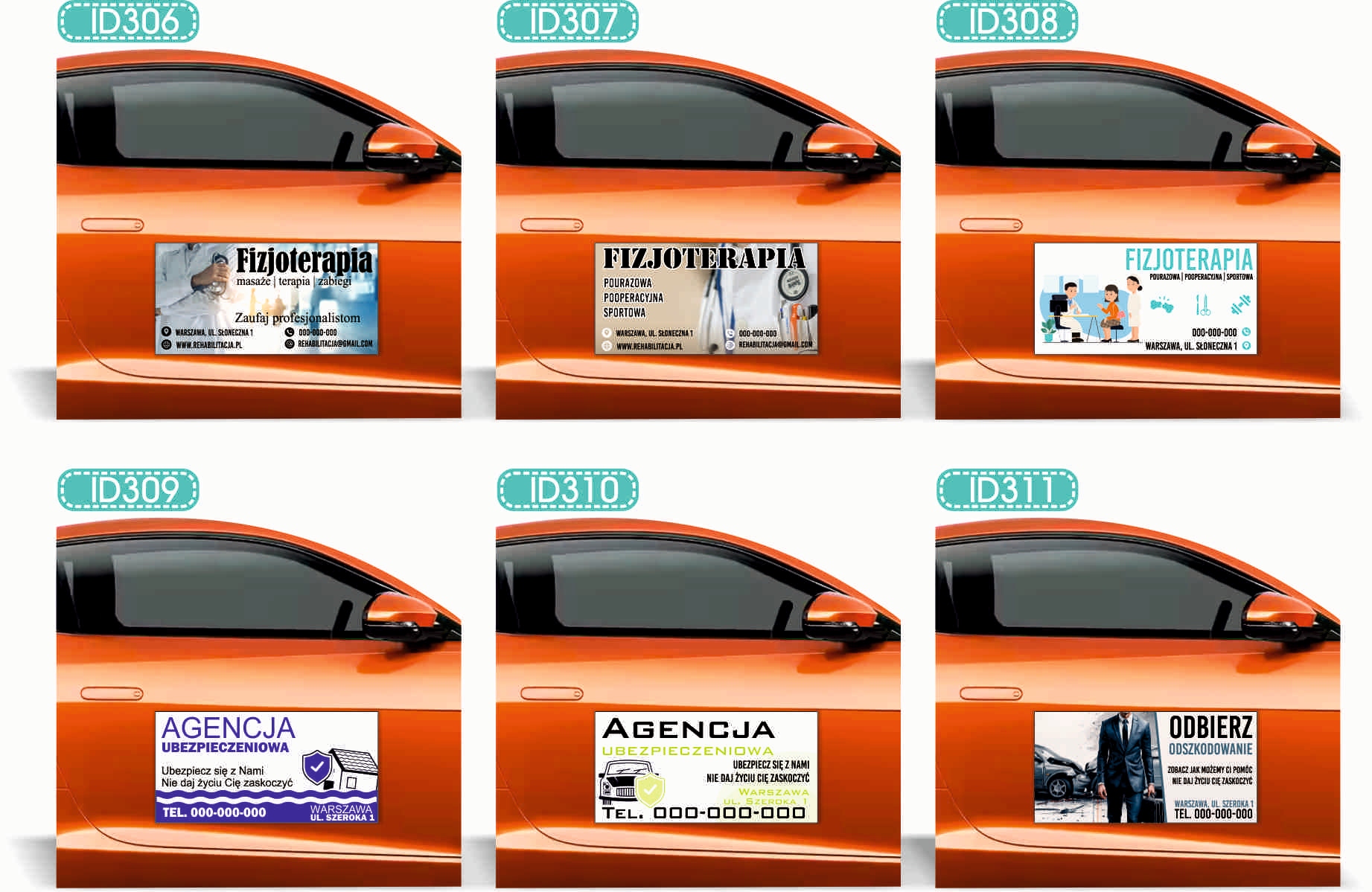 Magnes na samochód reklama magnetyczna 60x30 KOMPLEKSOWE USŁUGI PPOŻ BHP