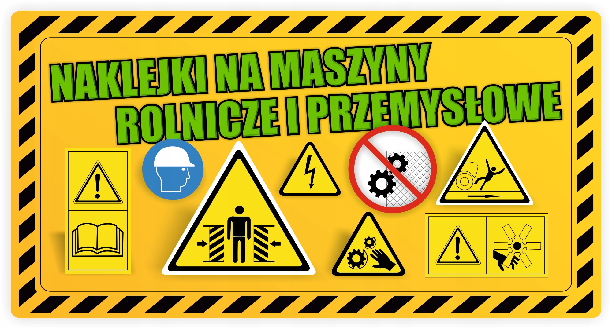 Naklejki na maszyny BHP UWAGA ELEMENTY RUCHOME MASZYNY - 10 szt.